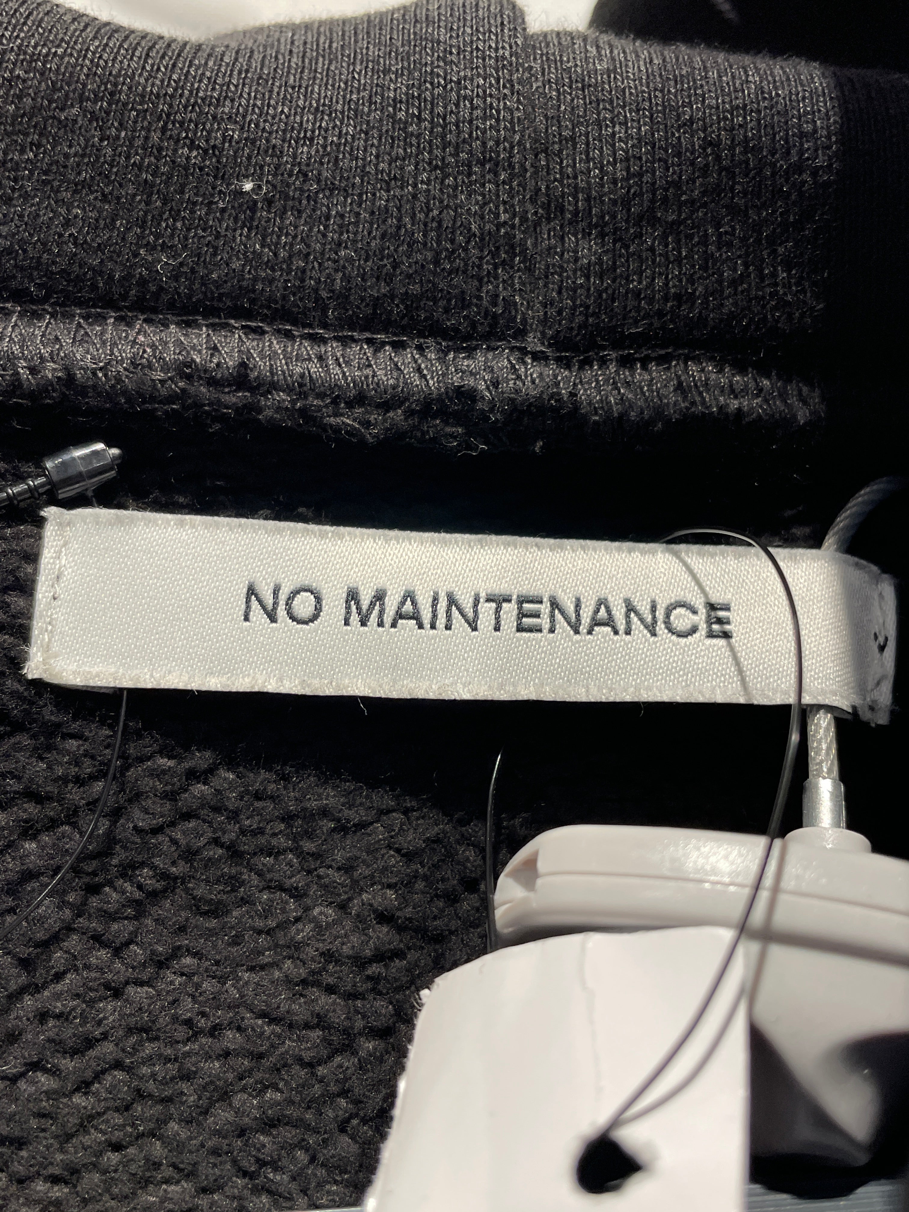 NO MAINTENANCE/Hoodie/M/Cotton/BLK/blank hoodie, minor stain pkt view 3