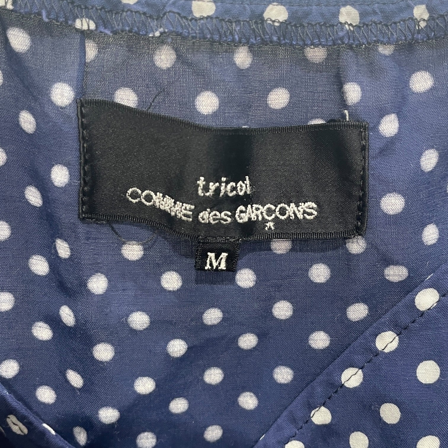 tricot COMME des GARCONS/Camisole Dress/M/Polka dot/Cotton/NVY/Midi Length/RAW EDGE RUFFLES view 3
