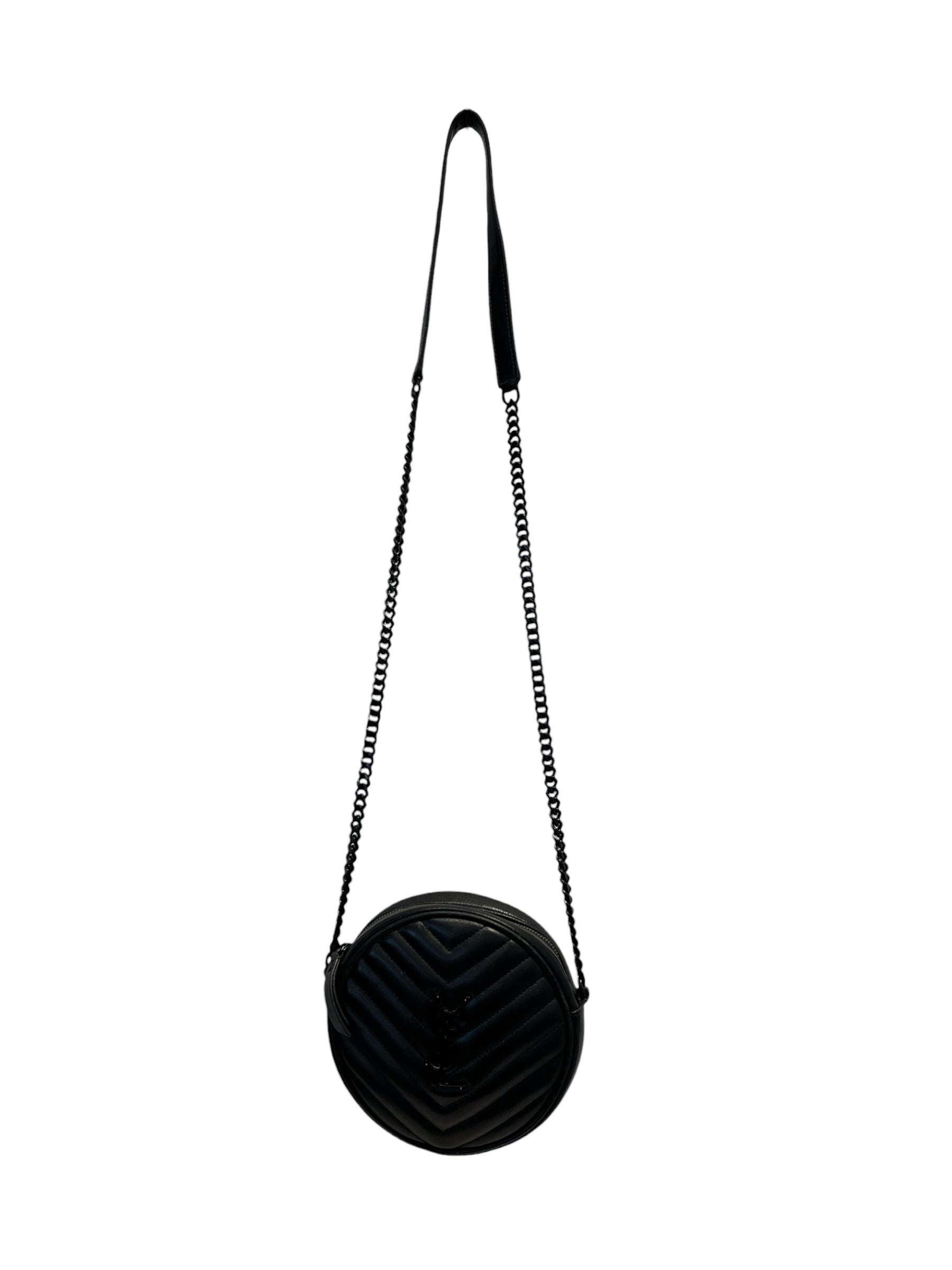 SAINT LAURENT/Cross Body Bag/Leather/BLK/CHEVRONQUILTEDLEATHER view 1