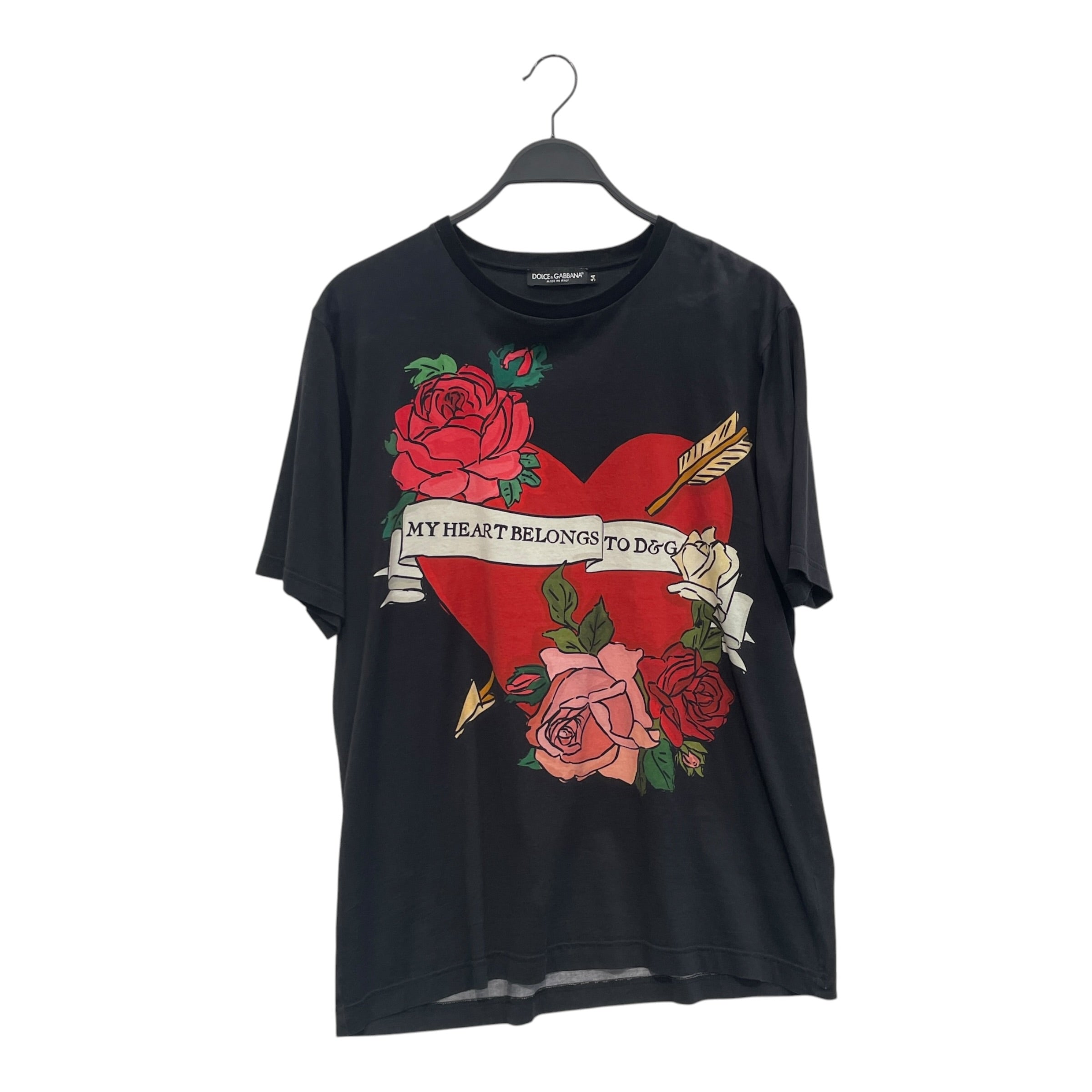 DOLCE&GABBANA/T-Shirt/54/Cotton/BLK/Graphic/"MY HEART BELONGS TO D&G" view 1