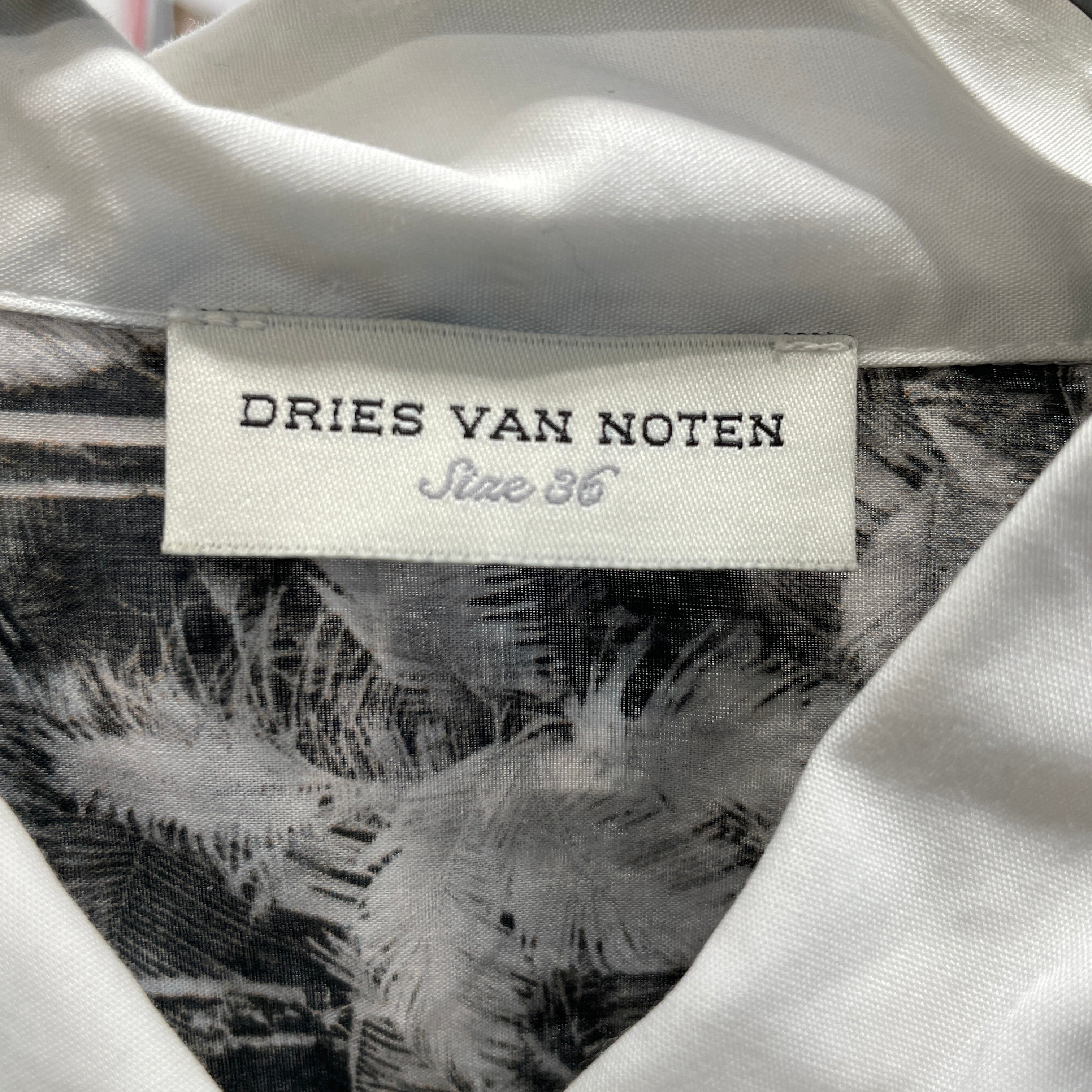 DRIES VAN NOTEN/LS Blouse/S/All Over Print/Cotton/WHT/ view 3