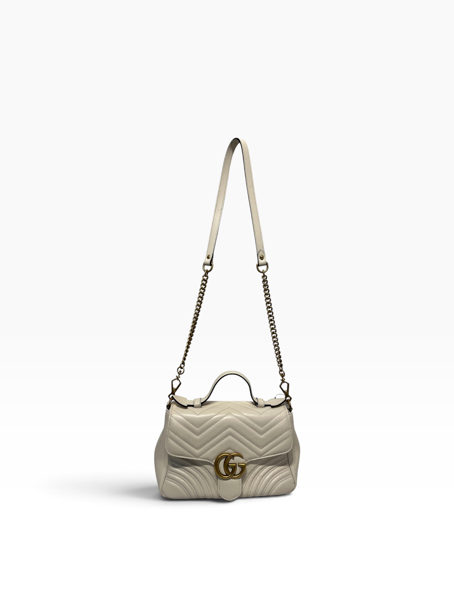GUCCI/Cross Body Bag/Leather/WHT/Marmont Medium view 1