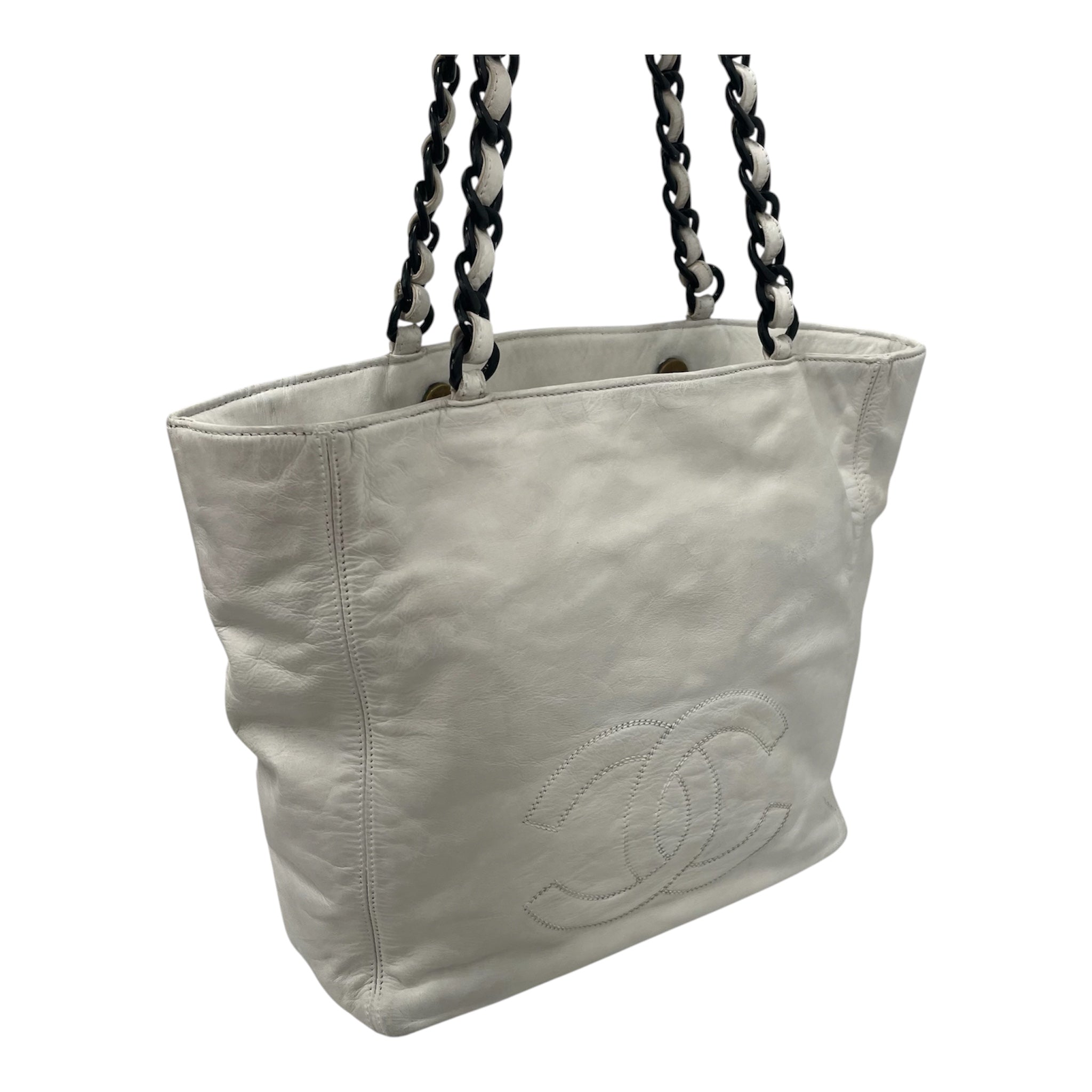 CHANEL/Tote Bag/Leather/WHT/CHAINCCTOTE view 5
