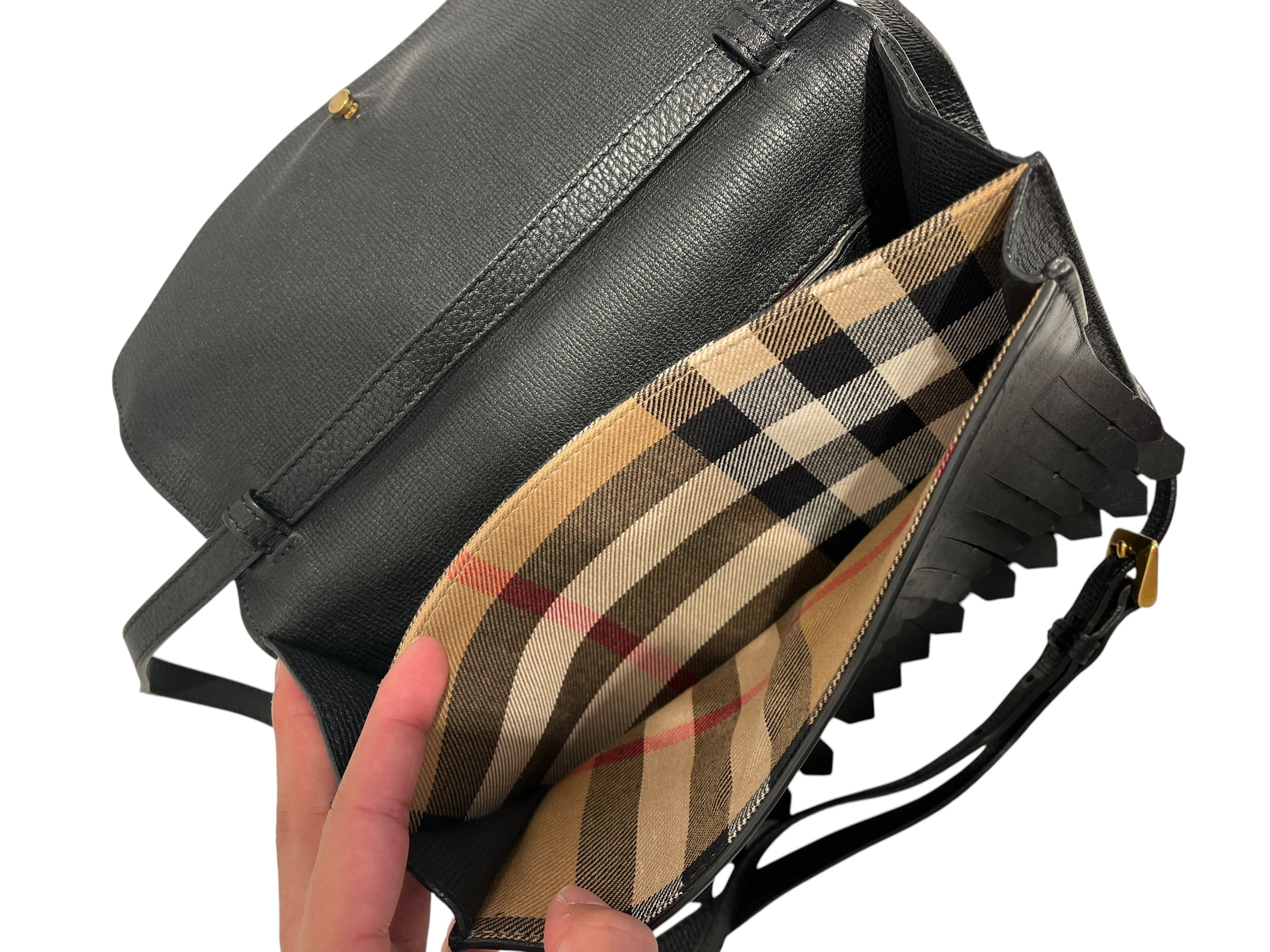 BURBERRY/Cross Body Bag/Leather/BLK/MACKEN FRINGE view 5