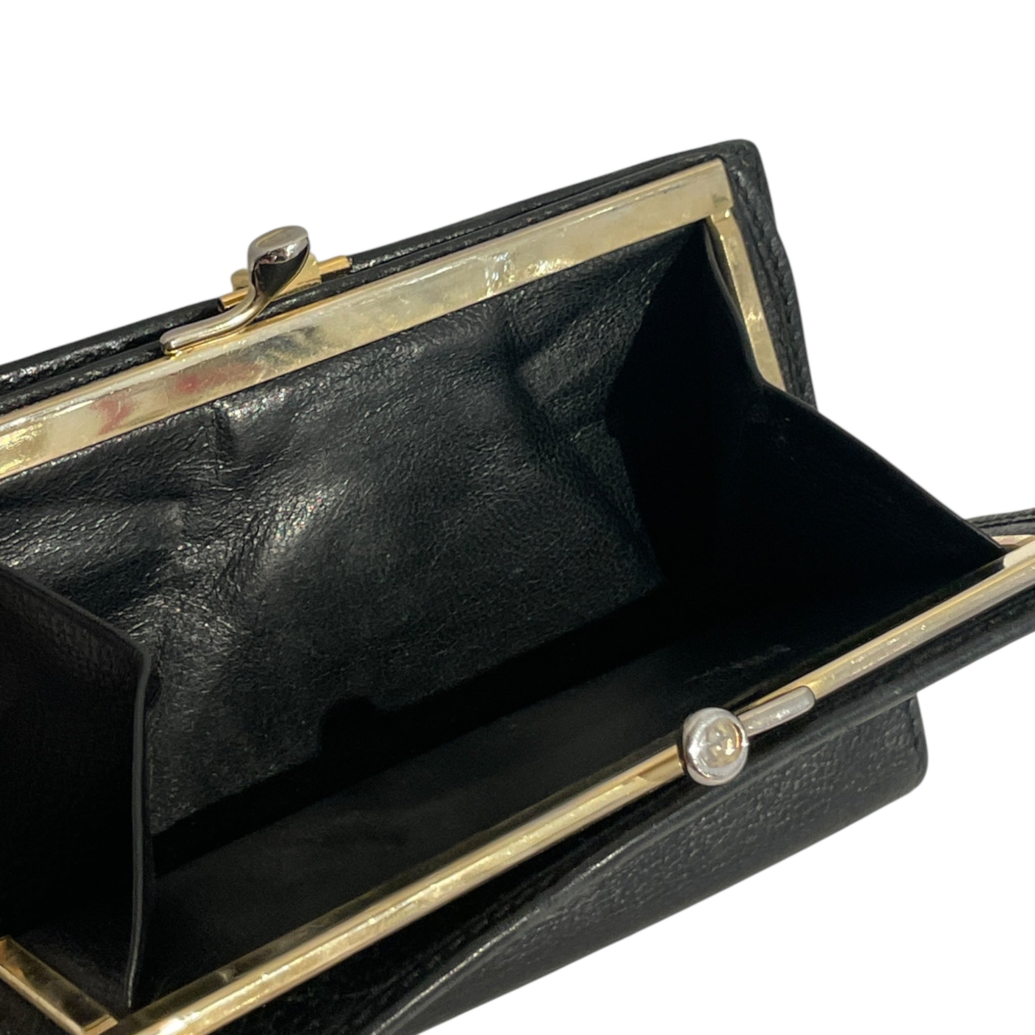 GUCCI/Bifold Wallet/Leather/BLK/Gold Clasp view 3