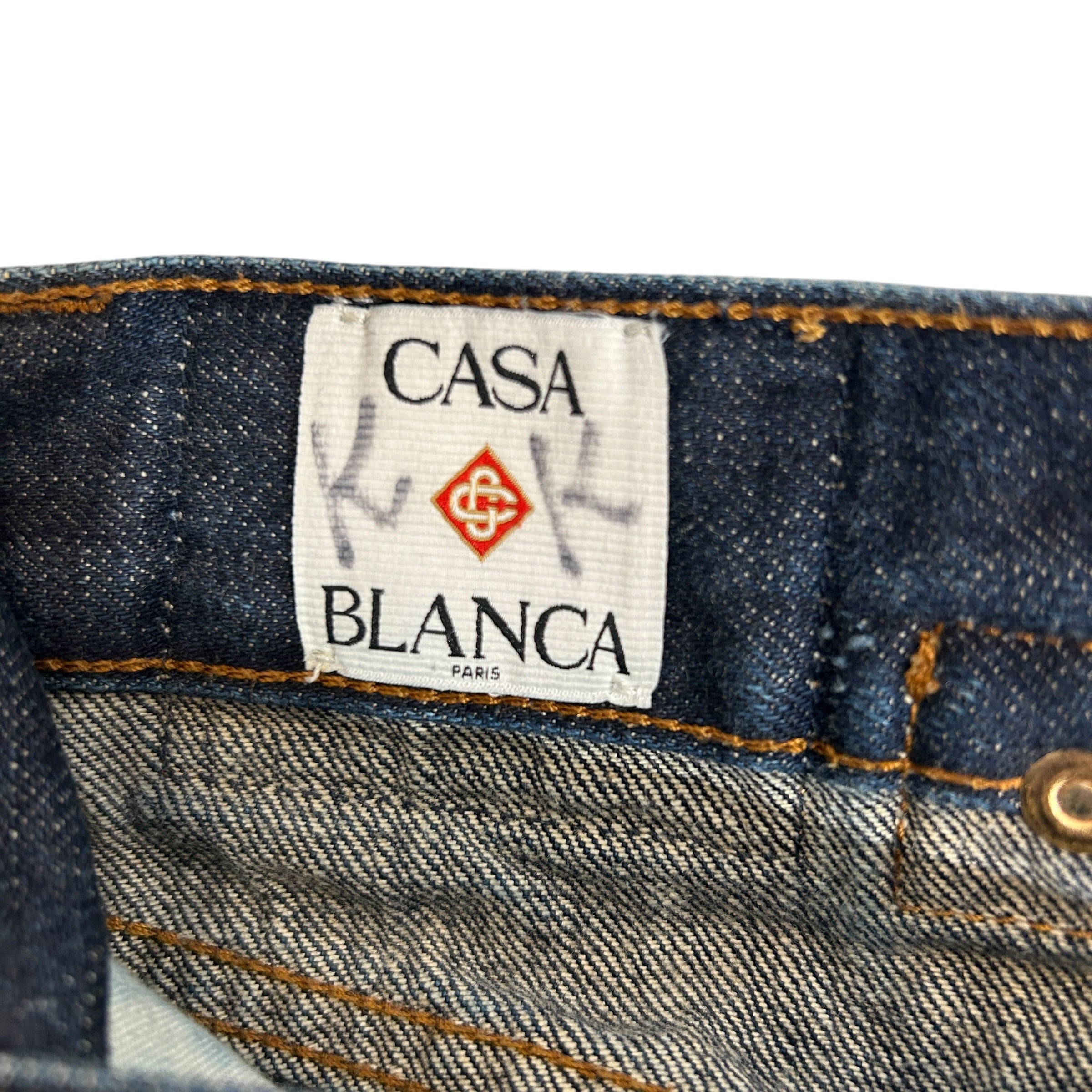 CASABLANCA/Straight Pants/30/Denim/NVY/red logo button view 3
