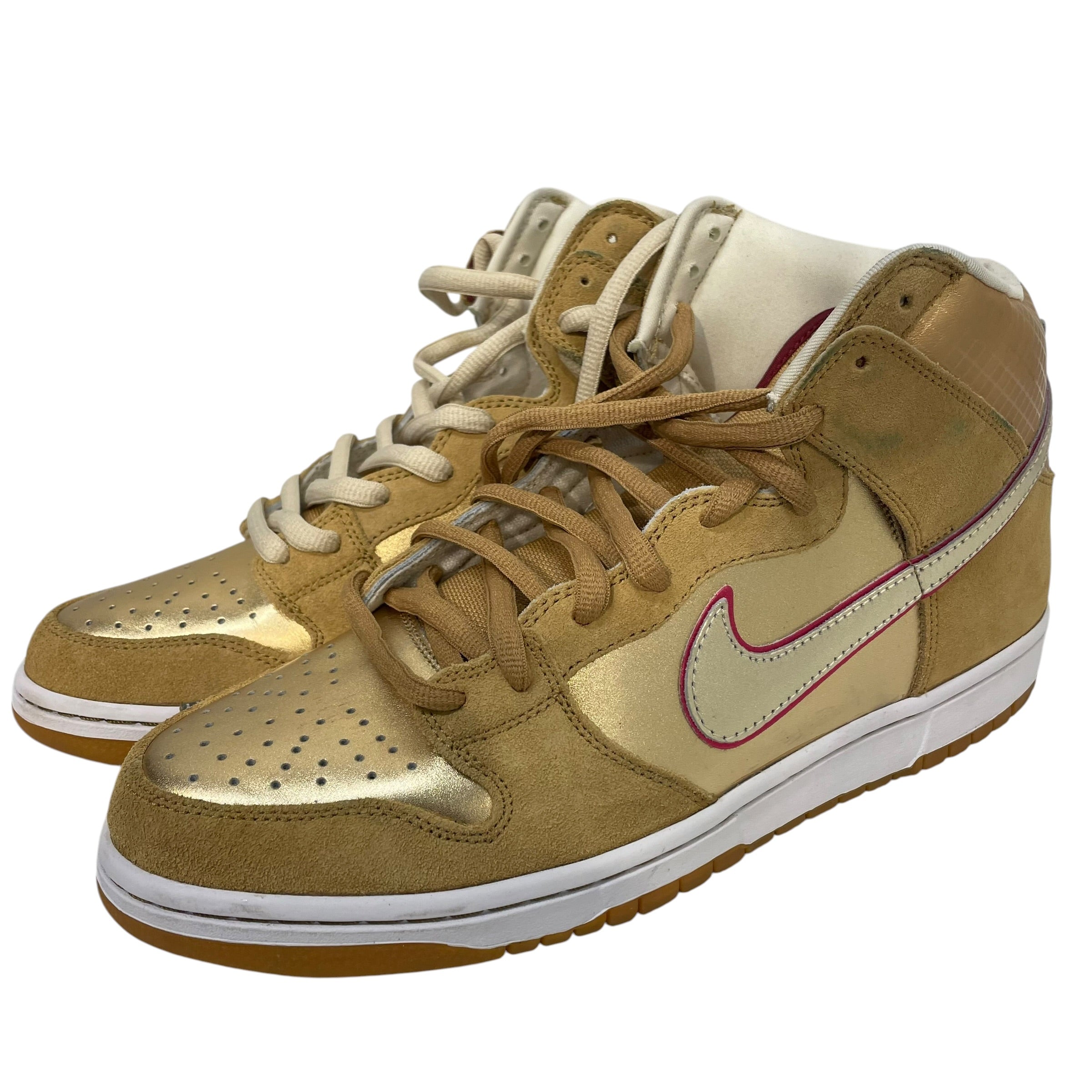 NIKE/DUNK HIGH PREMIUM SB/Hi-Sneakers/US 12/Border/Leather/GLD/313171-702 view 1