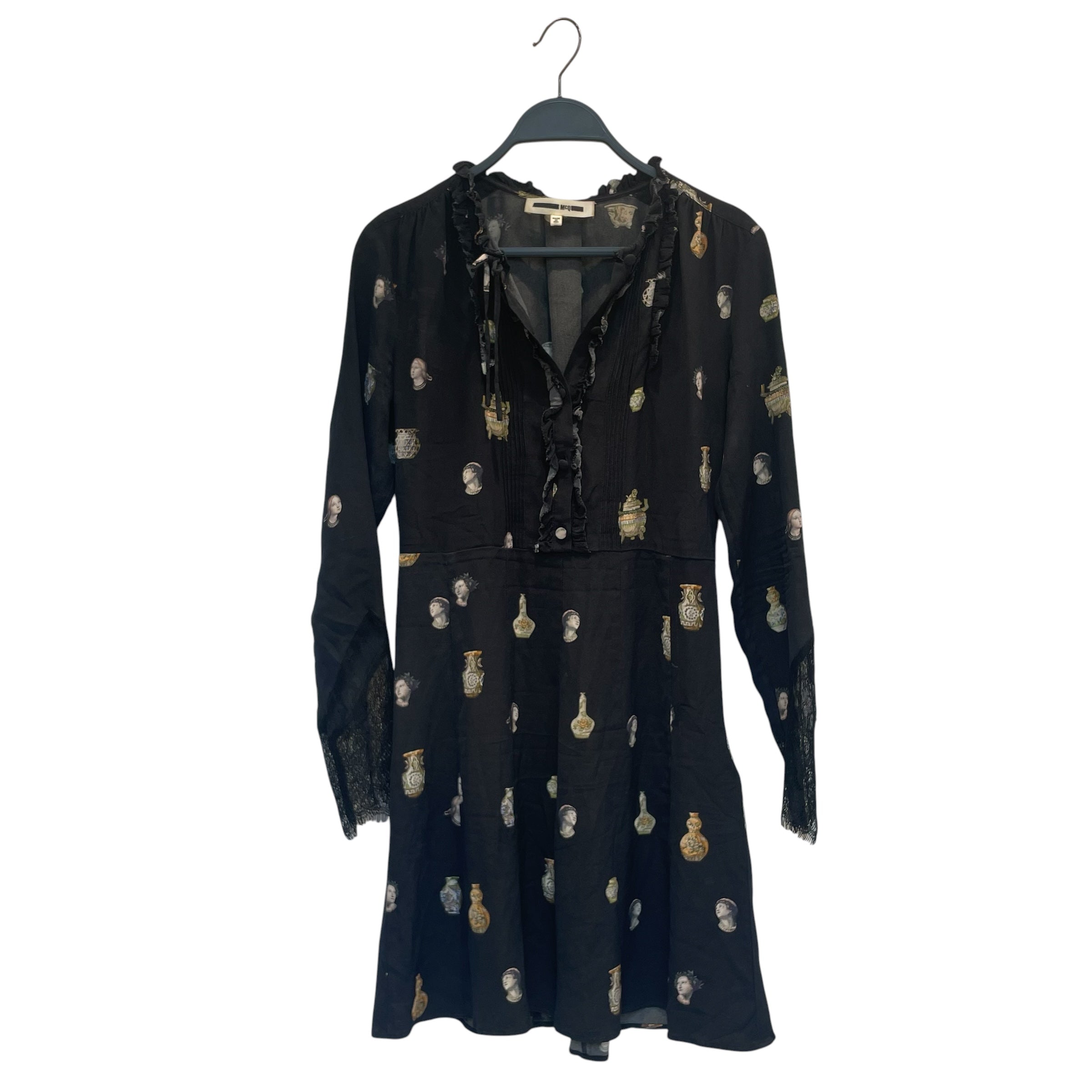 McQ Alexander McQueen/Dress/38/All Over Print/Silk/BLK/roman vase view 1