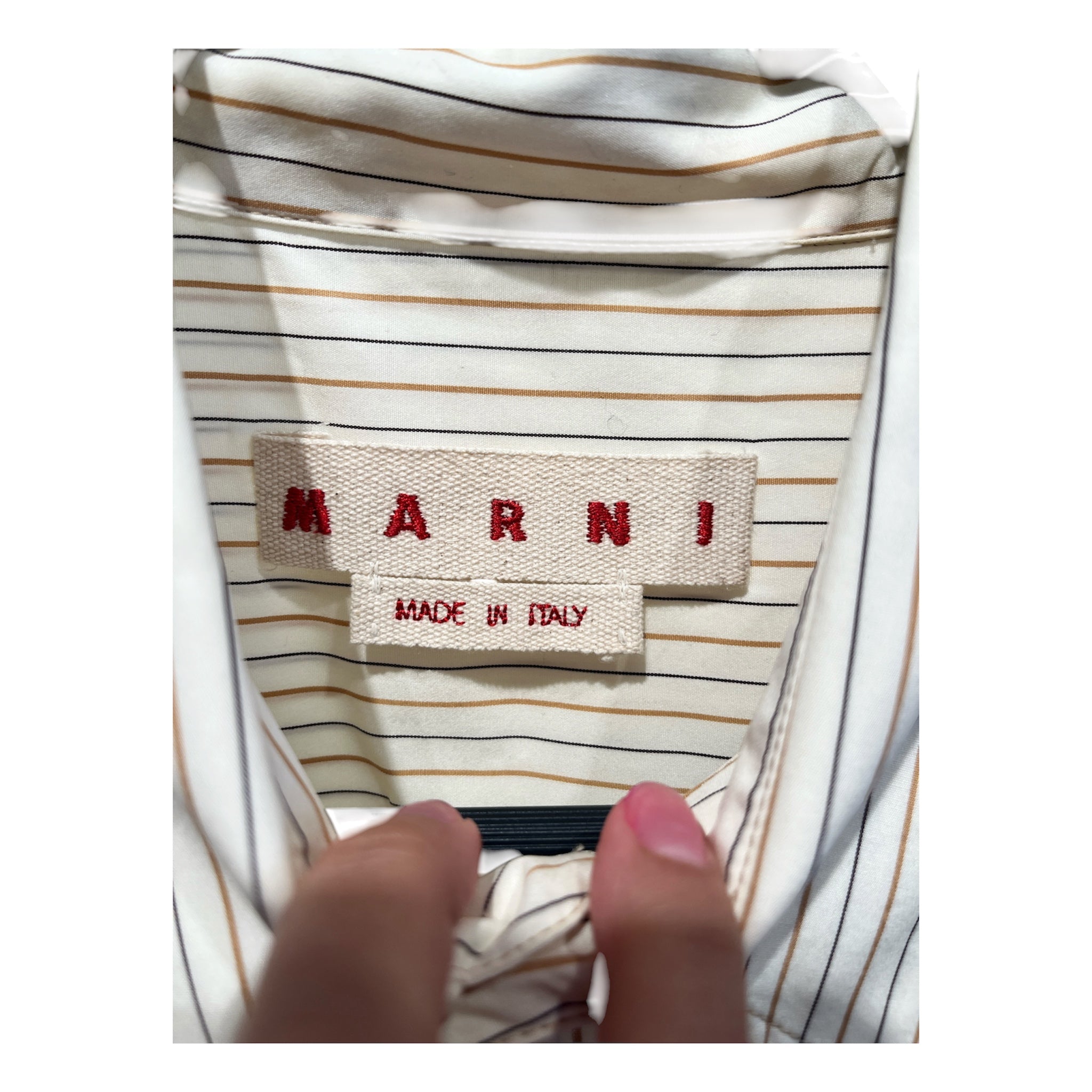 MARNI/SS Shirt/52/Cotton/CRM/Stripe/beige/black stripes view 3