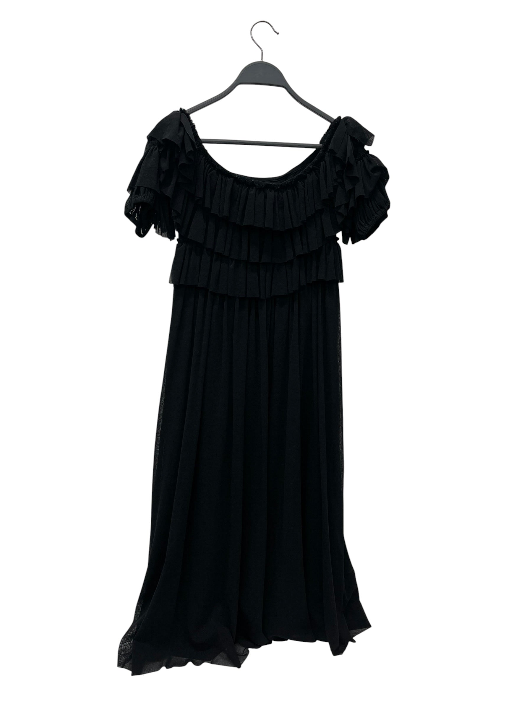 FUZZI/Dress/S/Cotton/BLK/Maxi Length/RUFFLE TOP MESH view 2