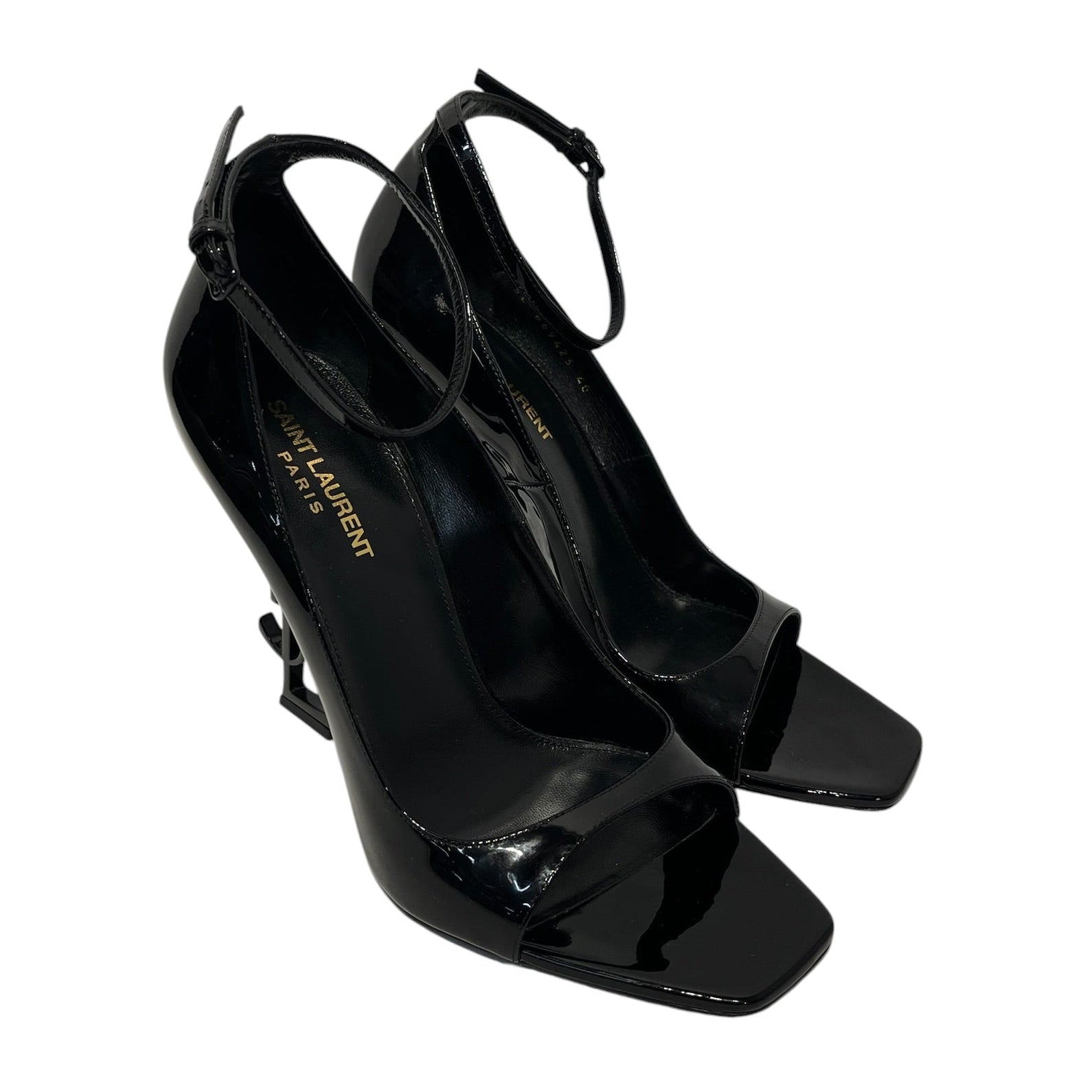 SAINT LAURENT/Heels/EU 40/Leather/BLK/Opyum Leather heel YSL heel view 1
