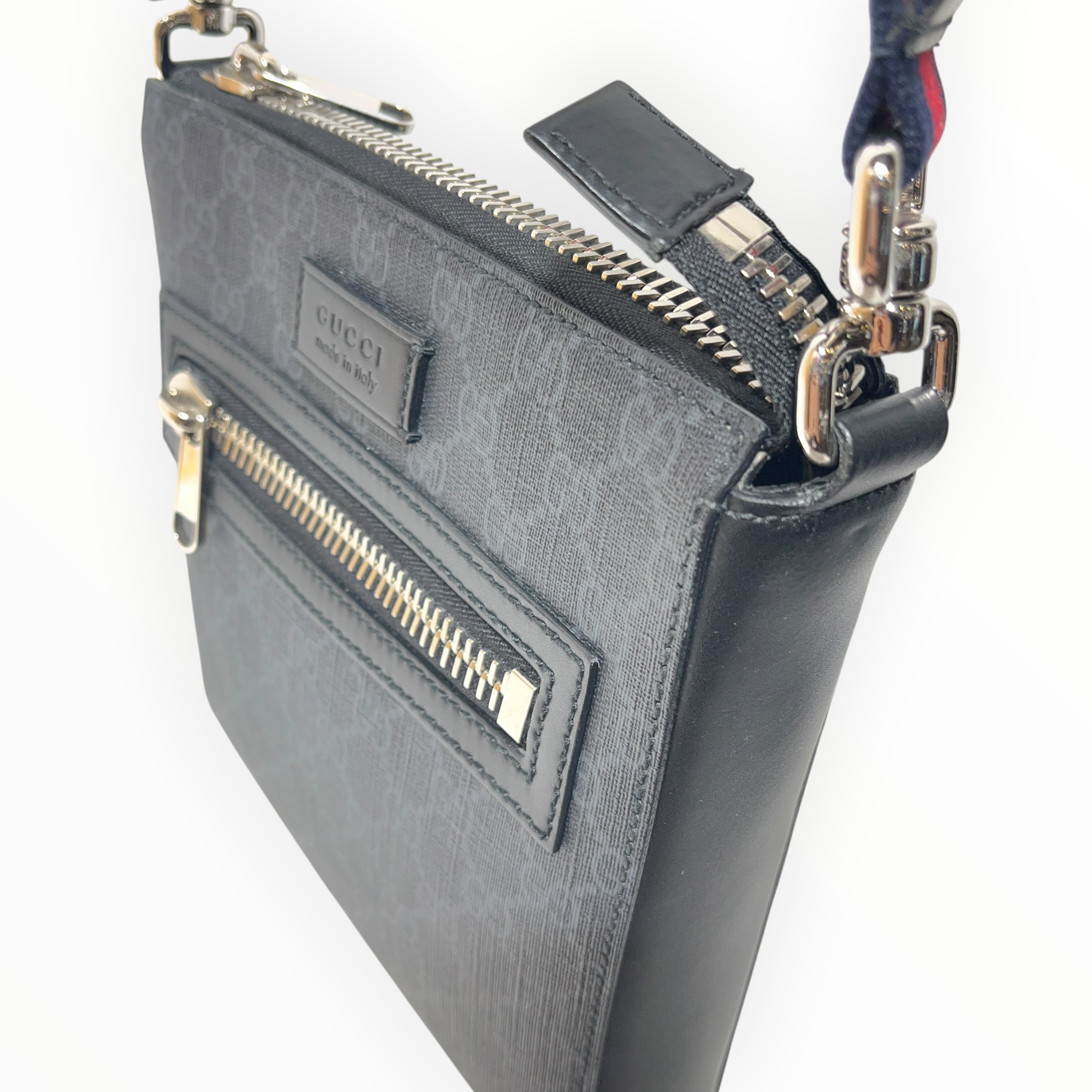 GUCCI/Cross Body Bag/Monogram/Leather/BLK/Canvas Square Crossbody view 5