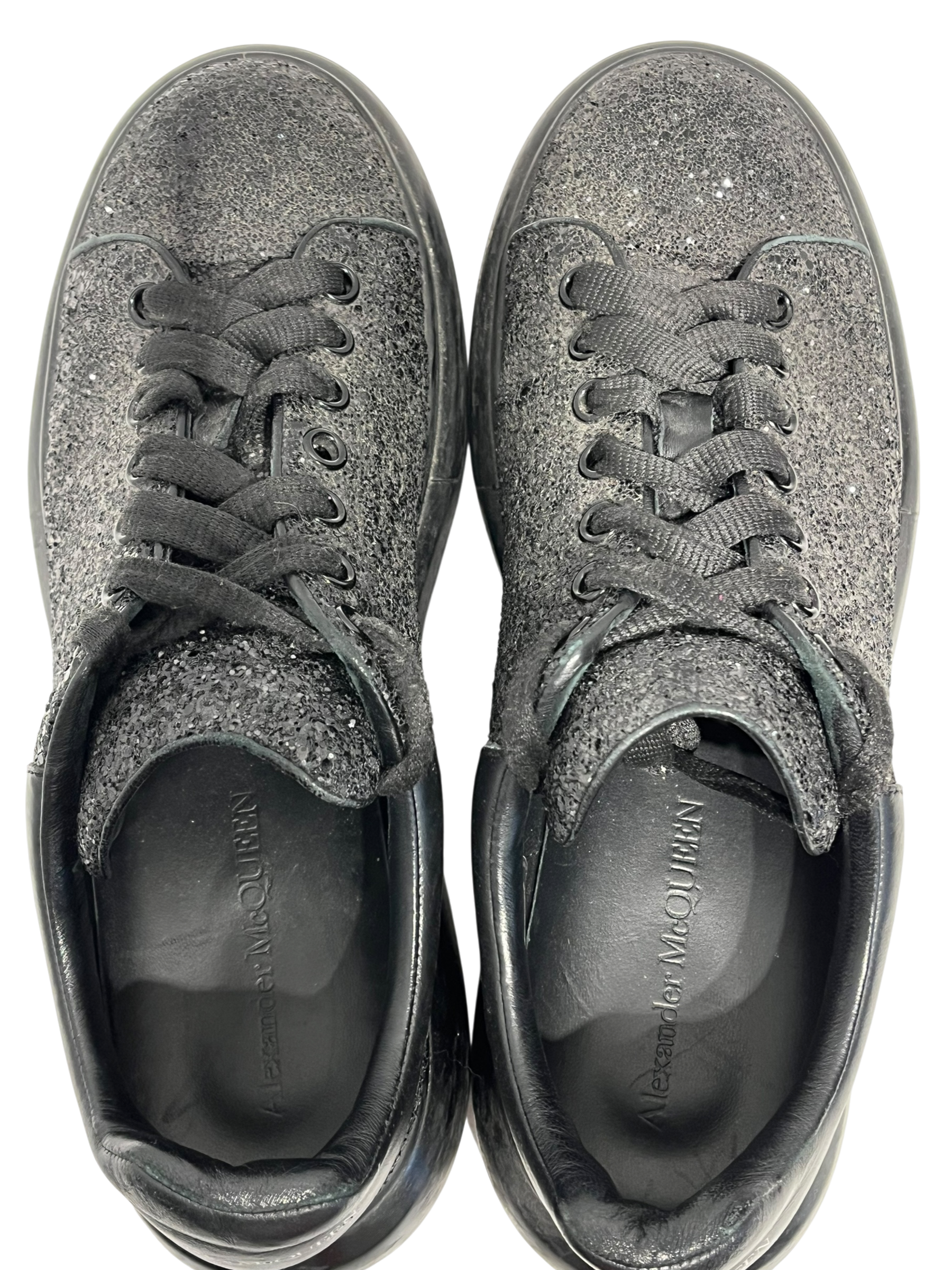 Alexander McQueen/Low-Sneakers/US 12/Glitter/Leather/BLK/OVERSIZED SNEAKER GLITTER view 4