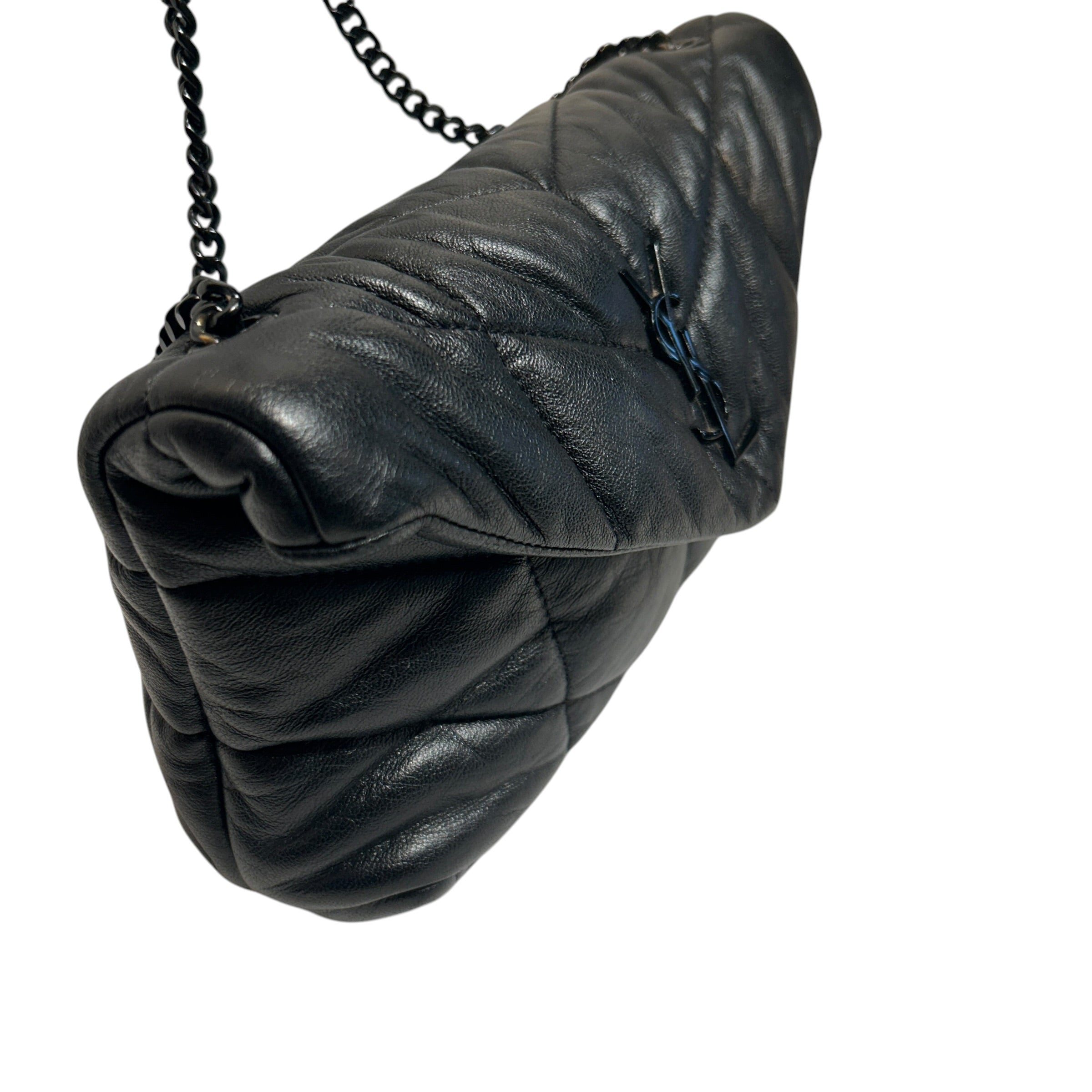 YVES SAINT LAURENT/Cross Body Bag/Leather/BLK/Toy Loulou Puffer Shoulder Bag view 6