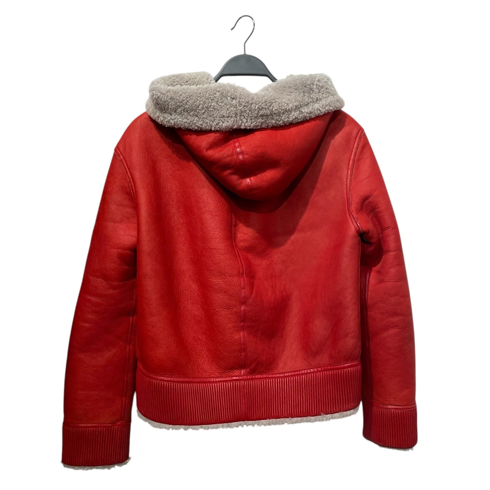 BALENCIAGA/Leather Jkt/38/Leather/RED/MONGOLIAN FUR LEATHER JACKET view 2