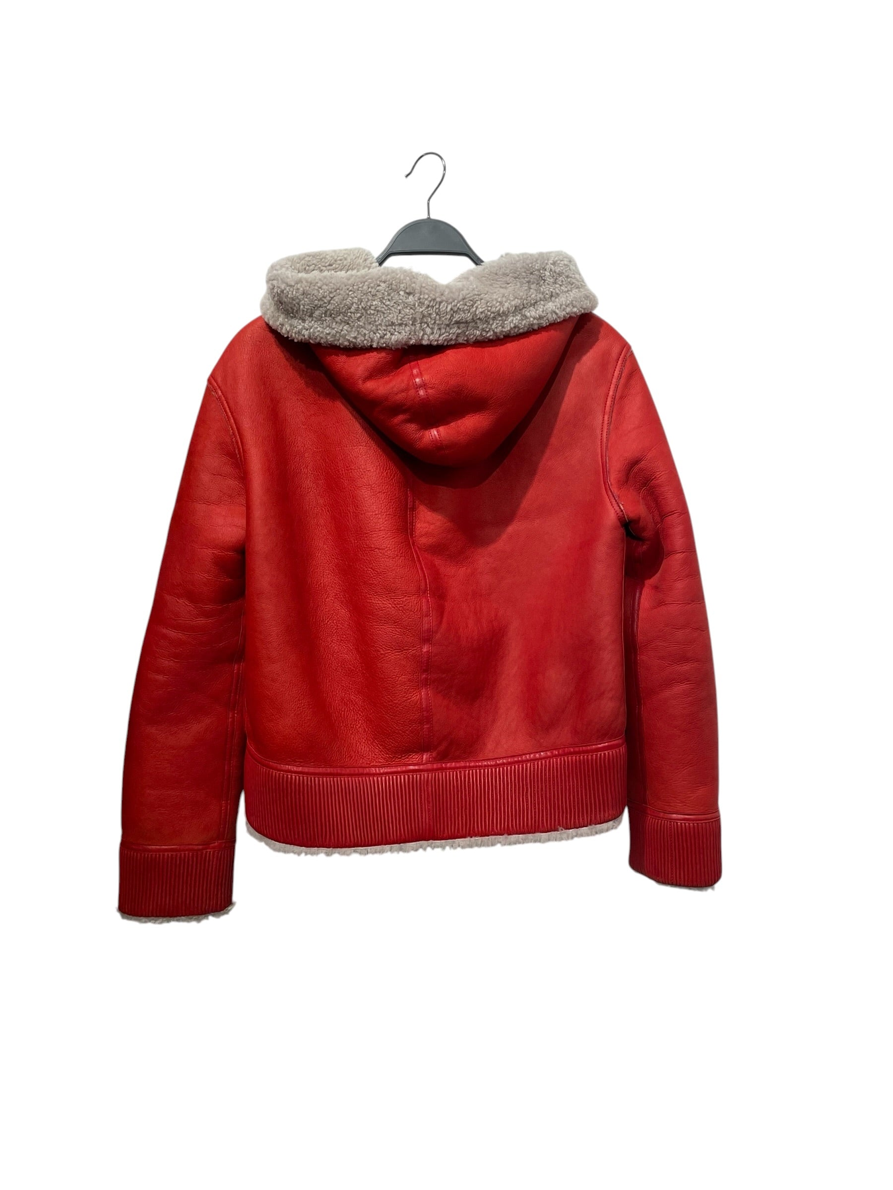 BALENCIAGA/Leather Jkt/38/Leather/RED/MONGOLIAN FUR LEATHER JACKET view 2