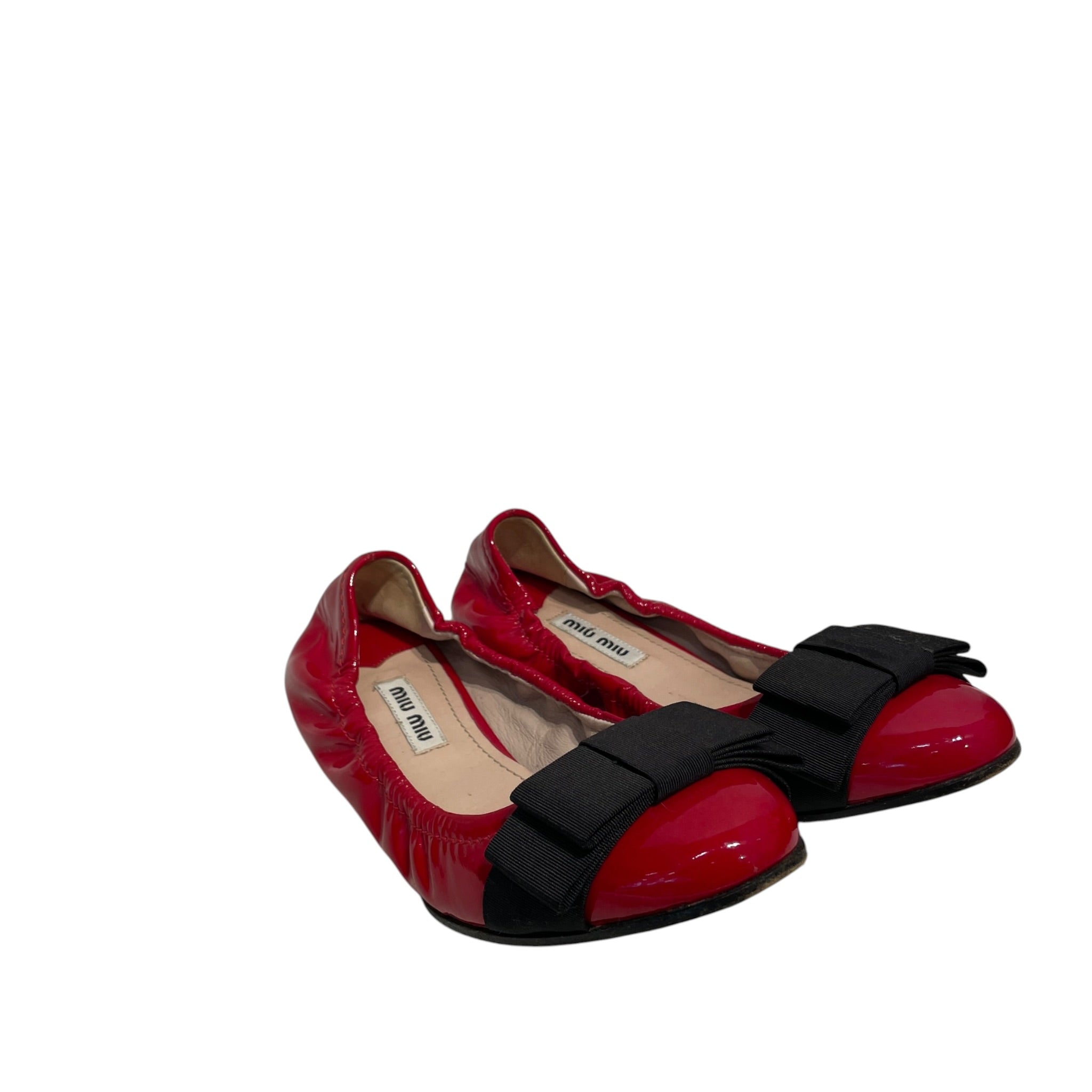 MIU MIU/Flat Shoes/EU 36/Leather/RED/bow flats view 1