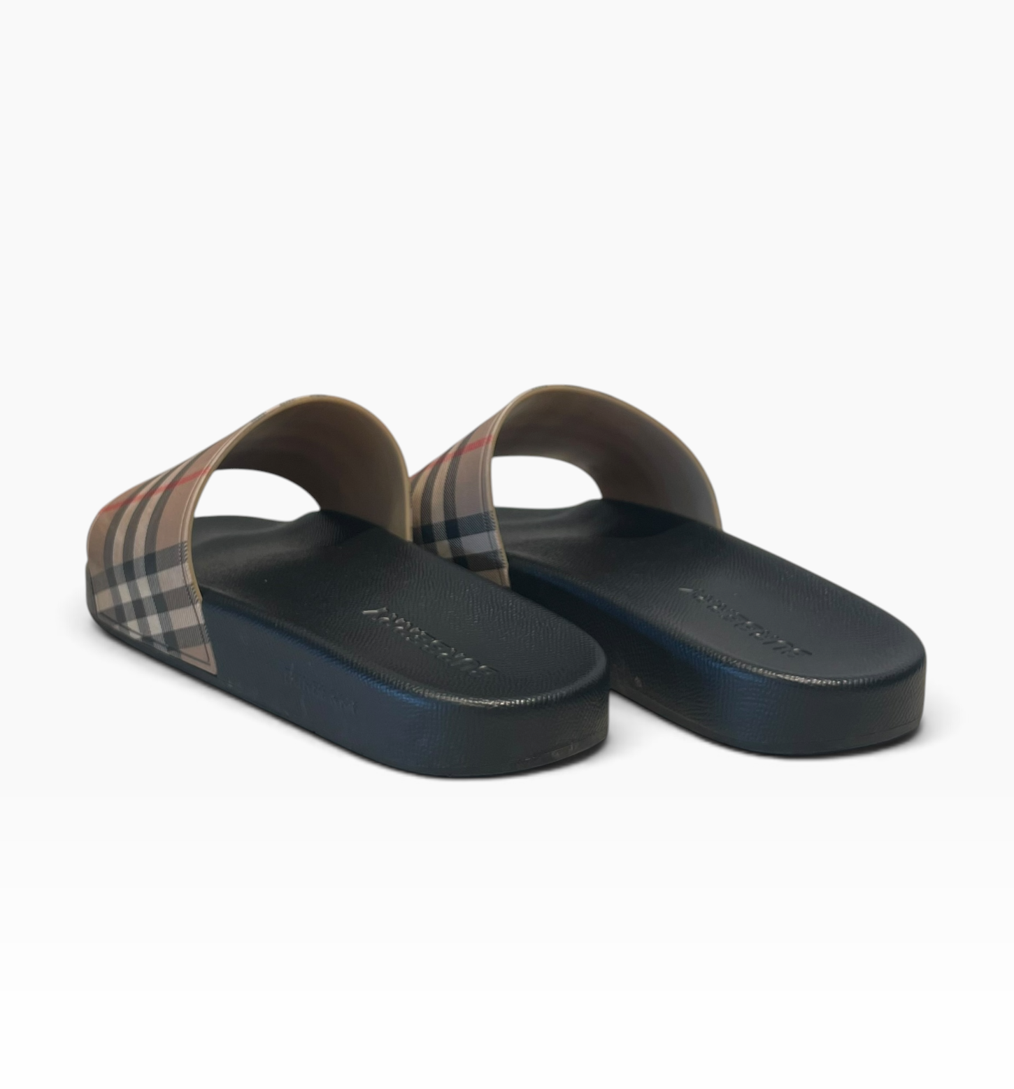 BURBERRY/Sandals/US 10/Leather/BLK/CHECK SLIDE SANDALS view 2