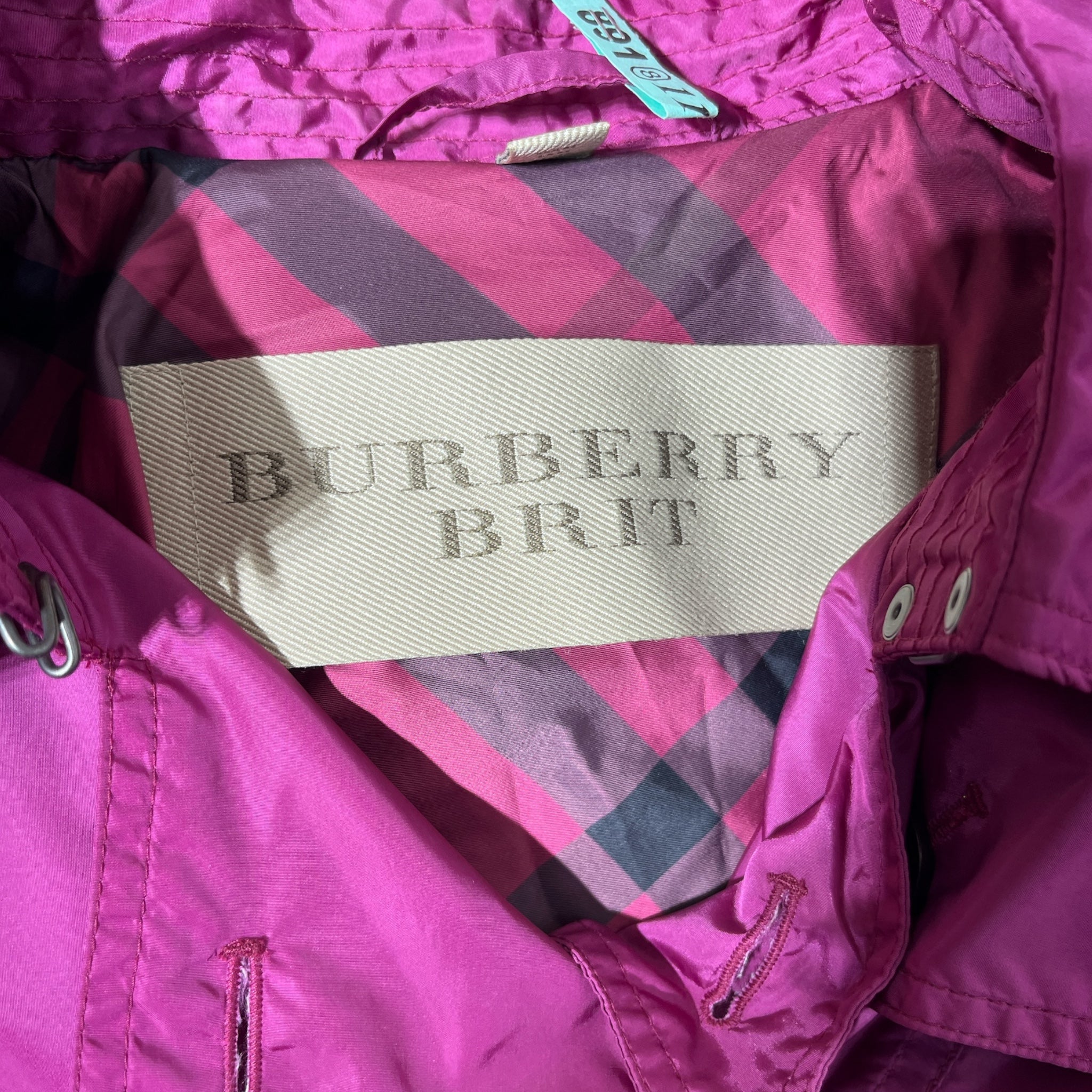 BURBERRY BRIT/Trench Coat/10/Nylon/PPL/RAIN TRENCH INNER PLAID NECK view 3