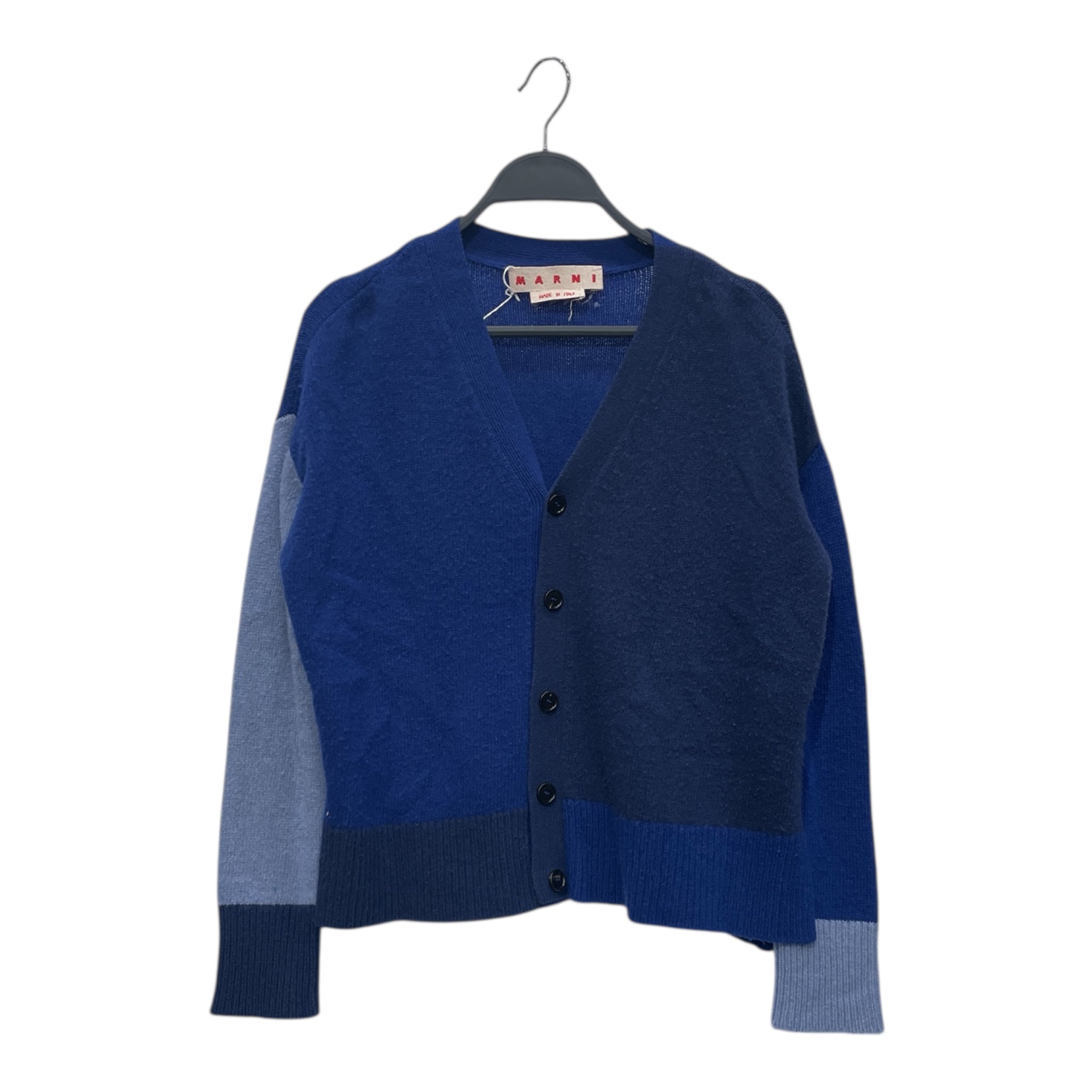 MARNI/Cardigan/36/Wool/BLU/BLU/NVY SPLIT CROP CARDIGAN view 1