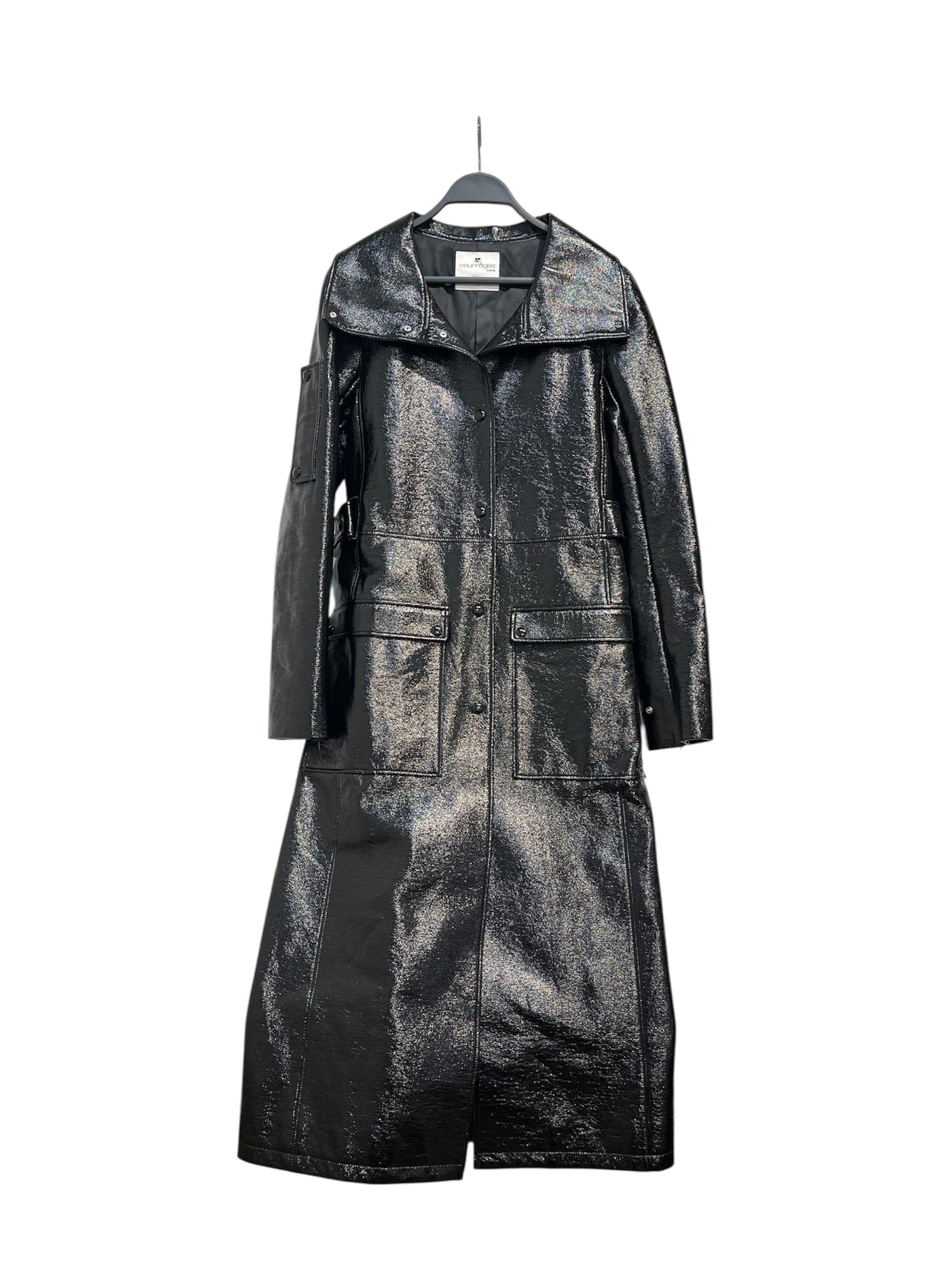 Courreges/Trench Coat/36/Cotton/BLK/VINYL COATED TRENCH view 1