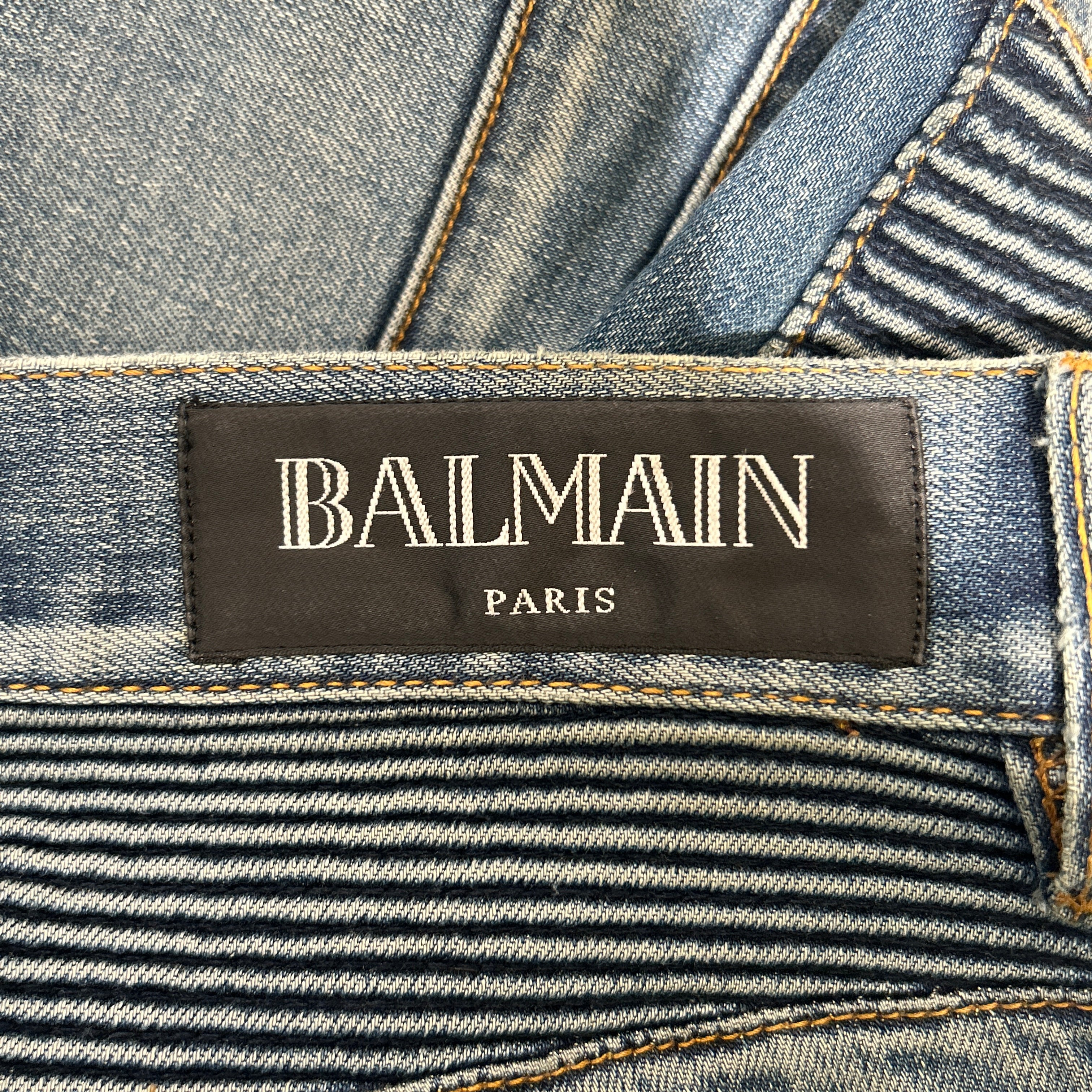 BALMAIN/Skinny Pants/34/Denim/BLU/MOTO DENIM view 3