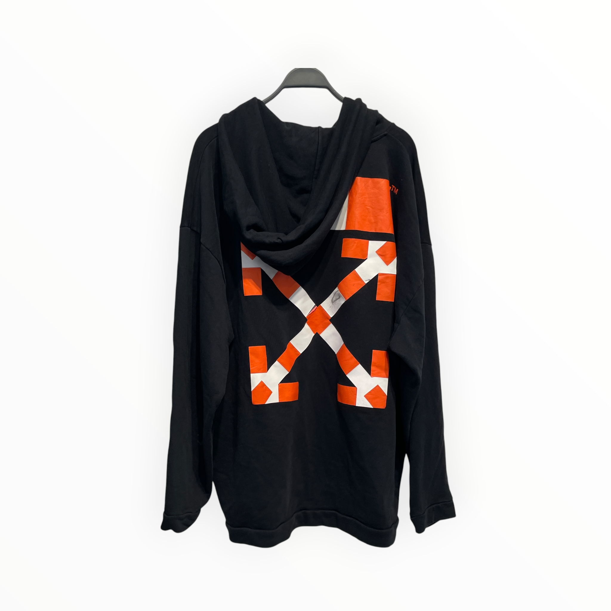 OFF-WHITE/Hoodie/XL/Graphic/Cotton/Black/YELLOW TAPE PAINTING view 2