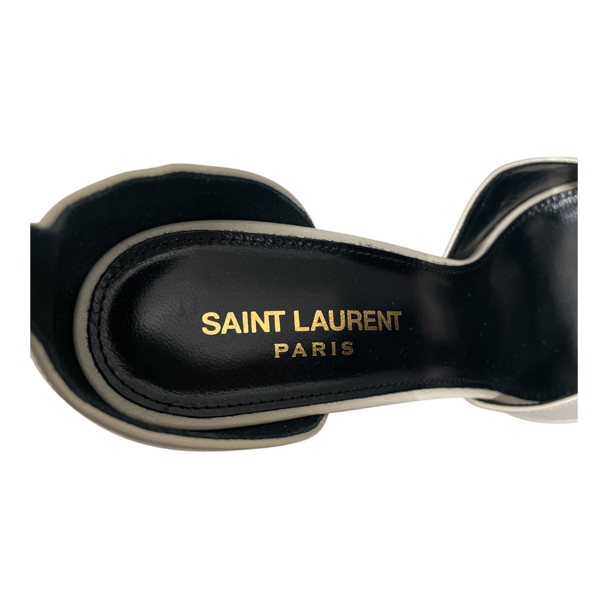 SAINT LAURENT/Heels/EU 38/Leather/WHT/PLATFORM ANKLE BUCKLE HEEL view 4