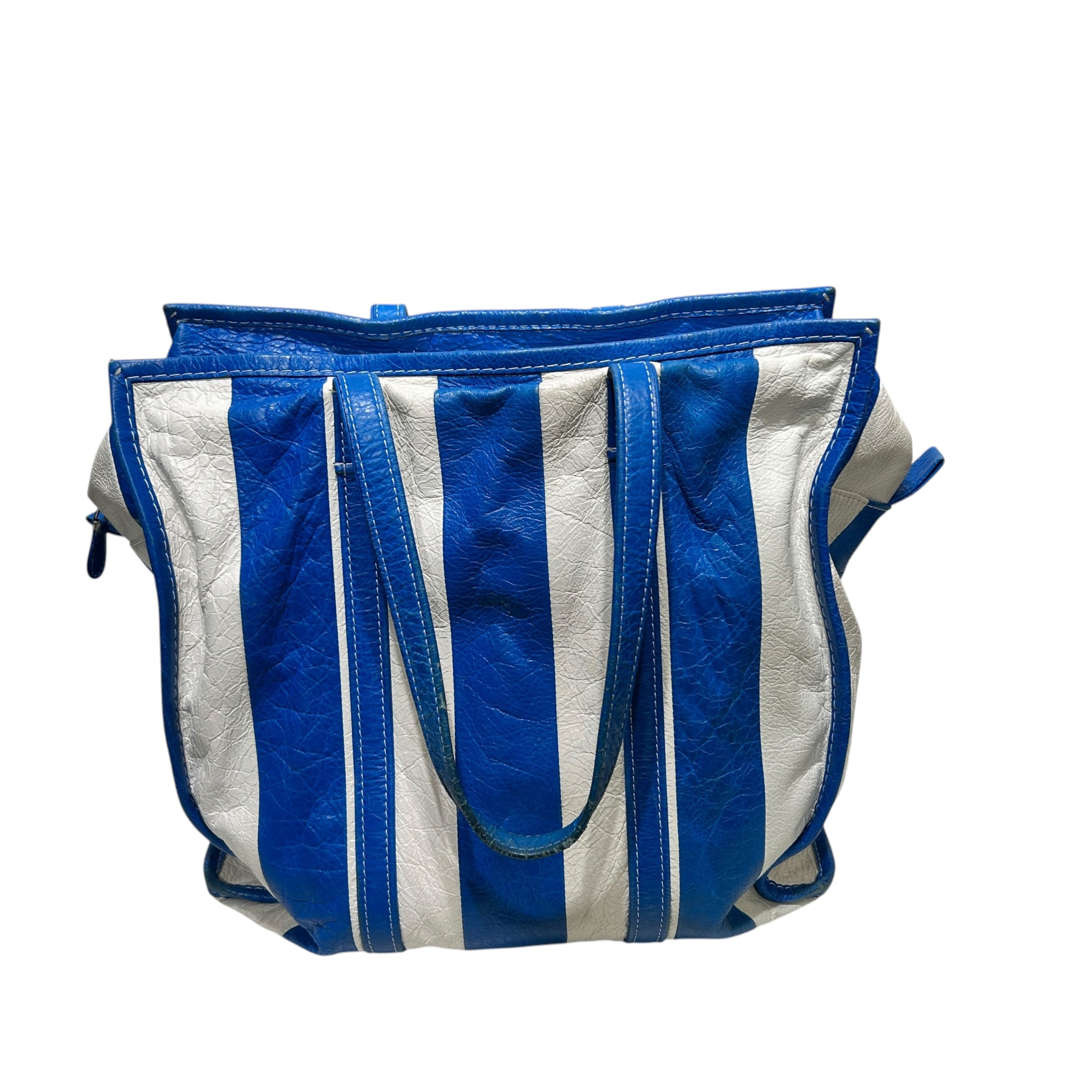 BALENCIAGA/Tote Bag/Stripe/Leather/BLU/bazaar tote view 2