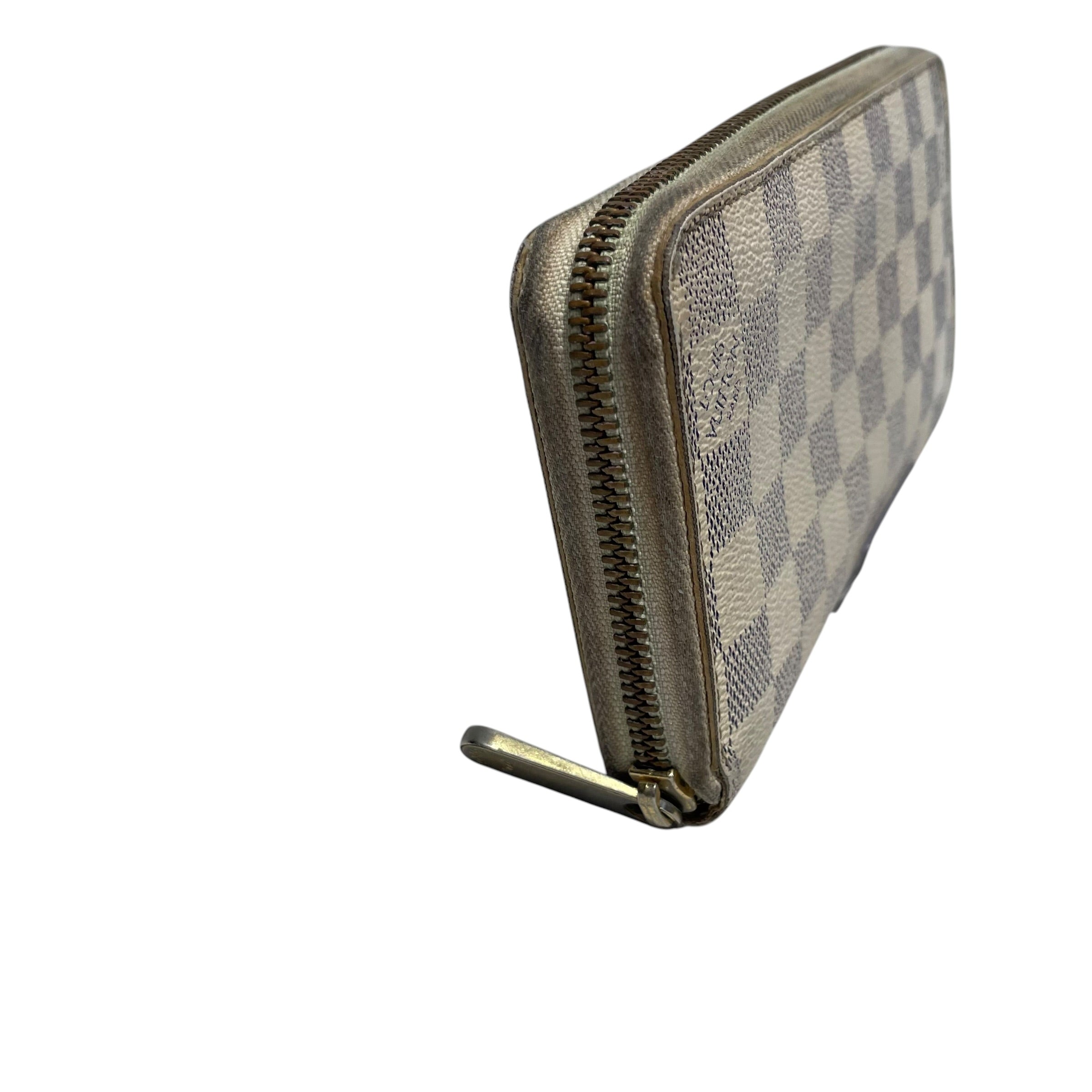 LOUIS VUITTON/Long Wallet/Leather/WHT/L's/Damier Azur Zippy view 3