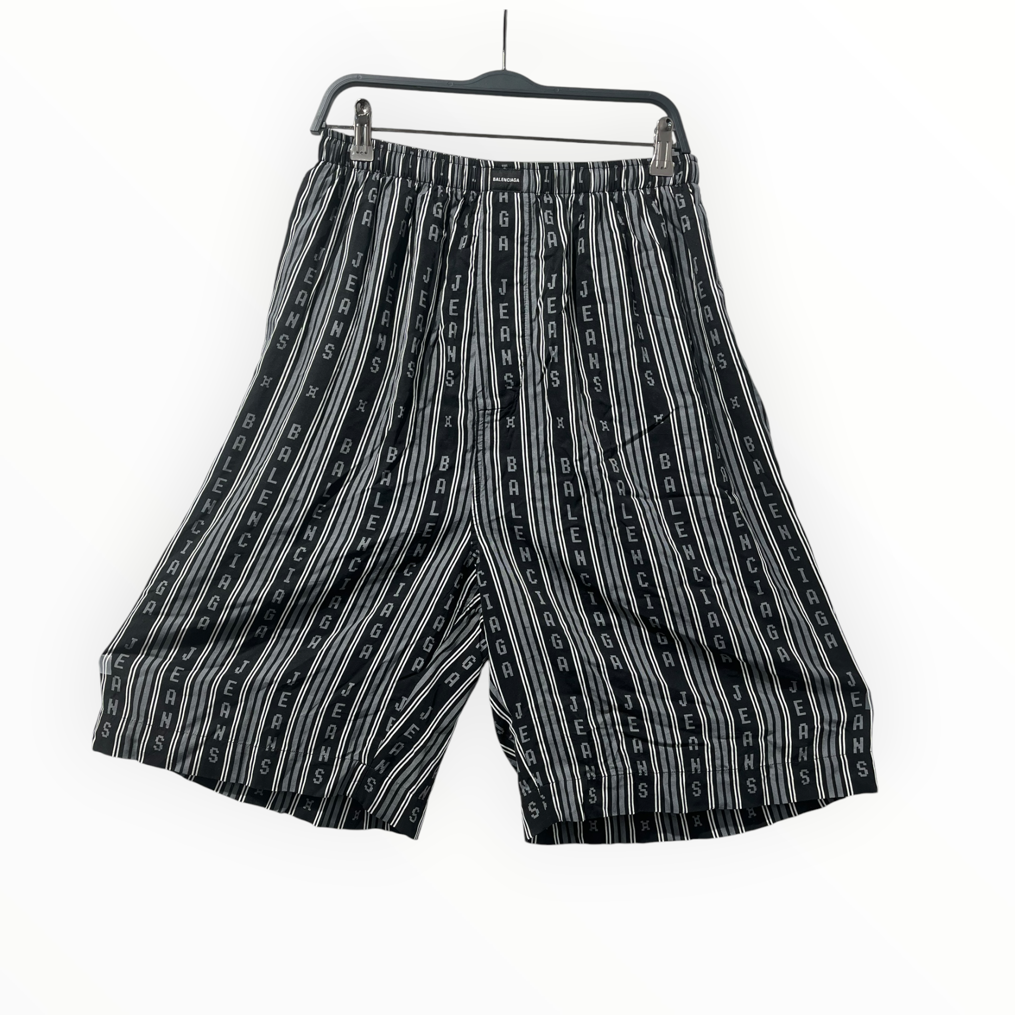 BALENCIAGA/Shorts/50/Polyester/BLK/All Over Print/HOMEWEAR JEANS LOGO view 1