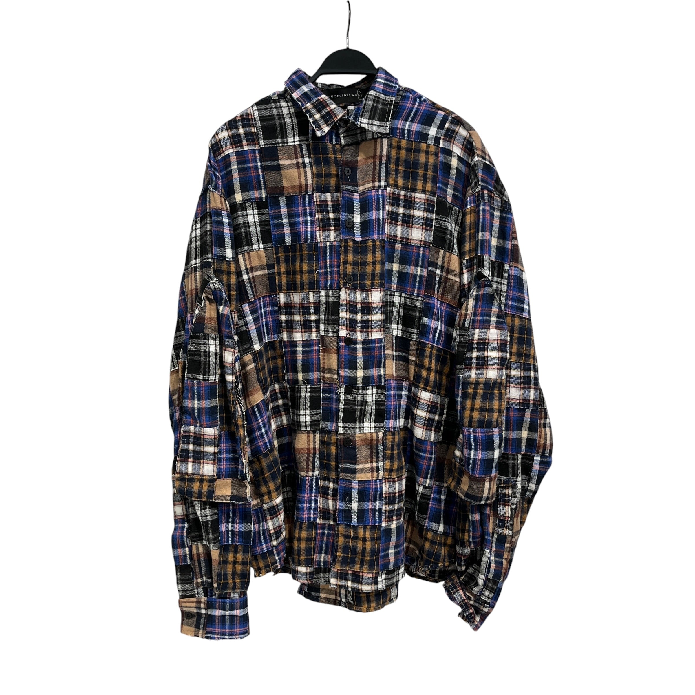 WHO DECIDES WAR/Flannel Shirt/XL/Cotton/NVY/Plaid/Pockets on Sleeves view 1