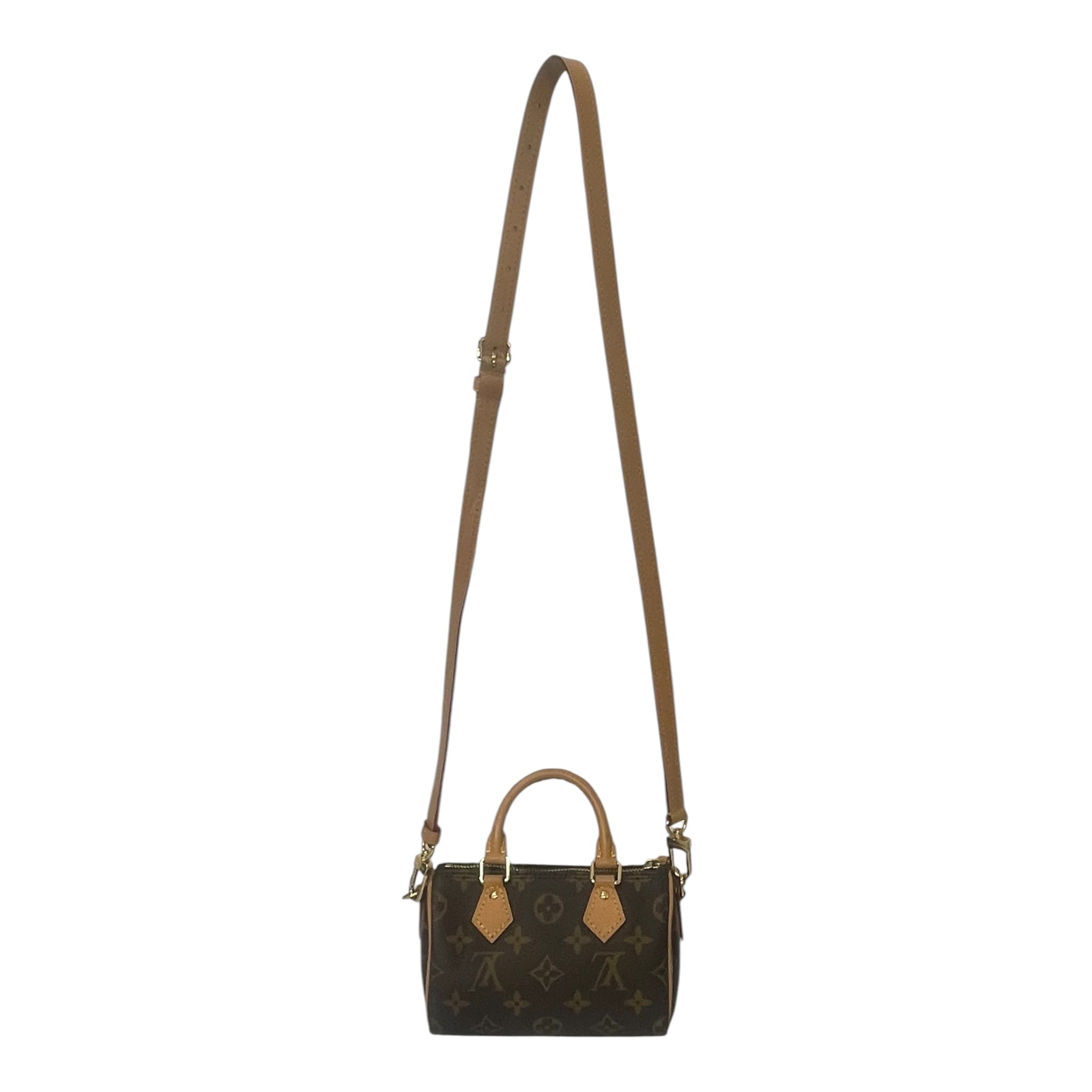 LOUIS VUITTON/Cross Body Bag/Monogram/Leather/BRW/Nano Speedy view 2