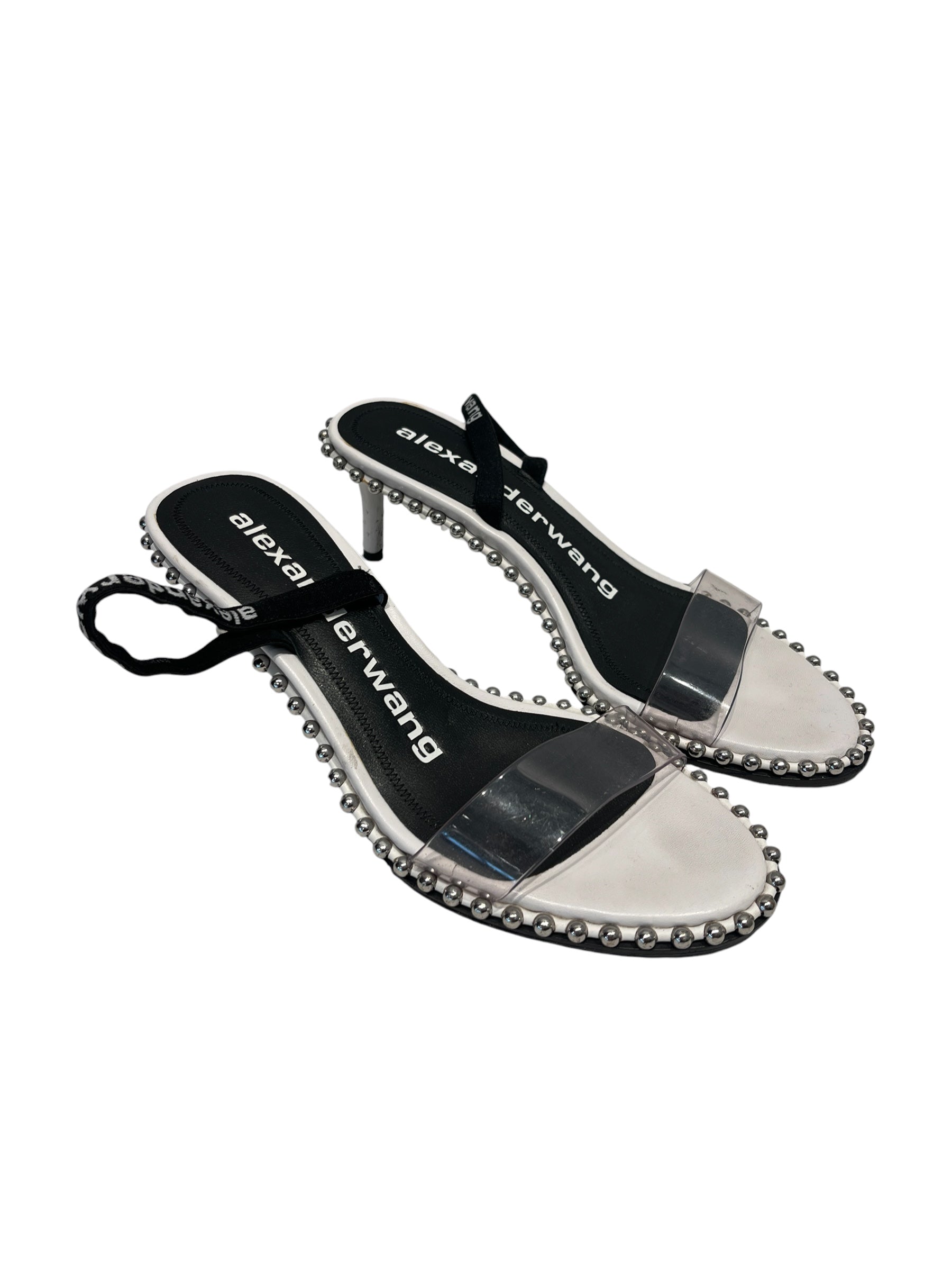 Alexander Wang/Heels/EU 37/Leather/WHT/Slip-on/SILVER ALL AROUND STUD/CLEAR S view 1
