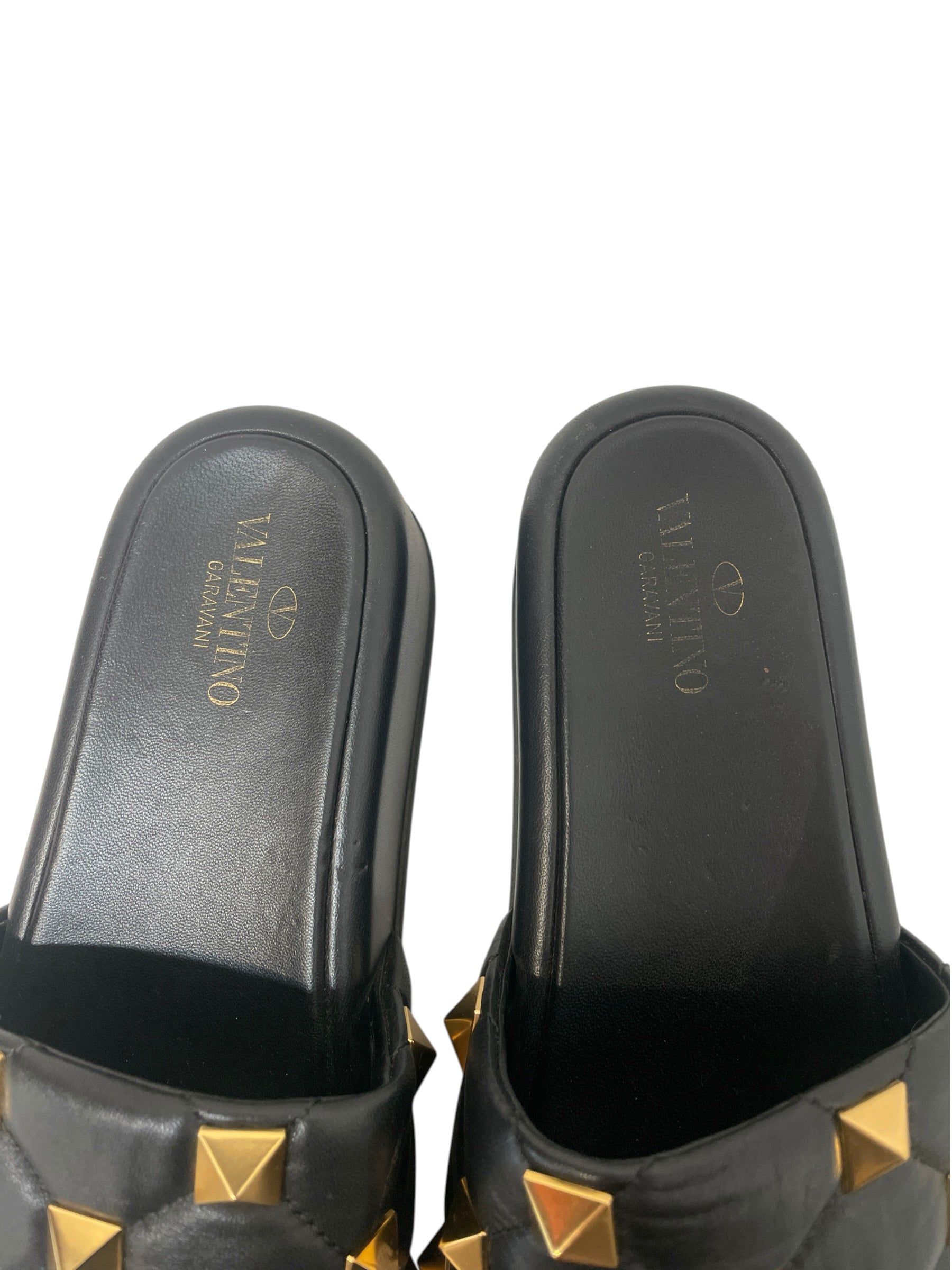 VALENTINO/Sandals/EU 37/Leather/BLK/Roman Stud Flatform Slide view 3