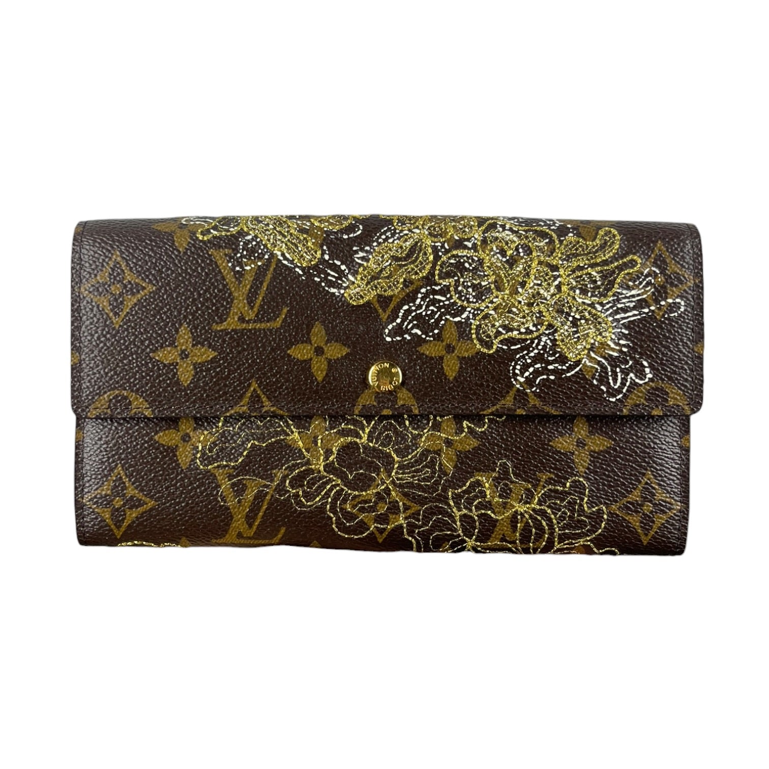 LOUIS VUITTON/Long Wallet/Floral Pattern/Leather/BRW/L's/EMBROIDERED SARAH WALLET view 1