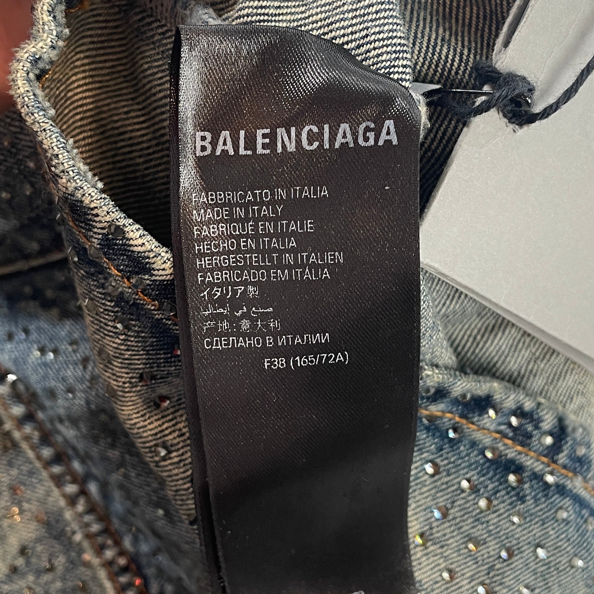 BALENCIAGA/Skirt/M/Cotton/BLU/RHINESTONE DENIM SKIRT SIZE 38 view 4