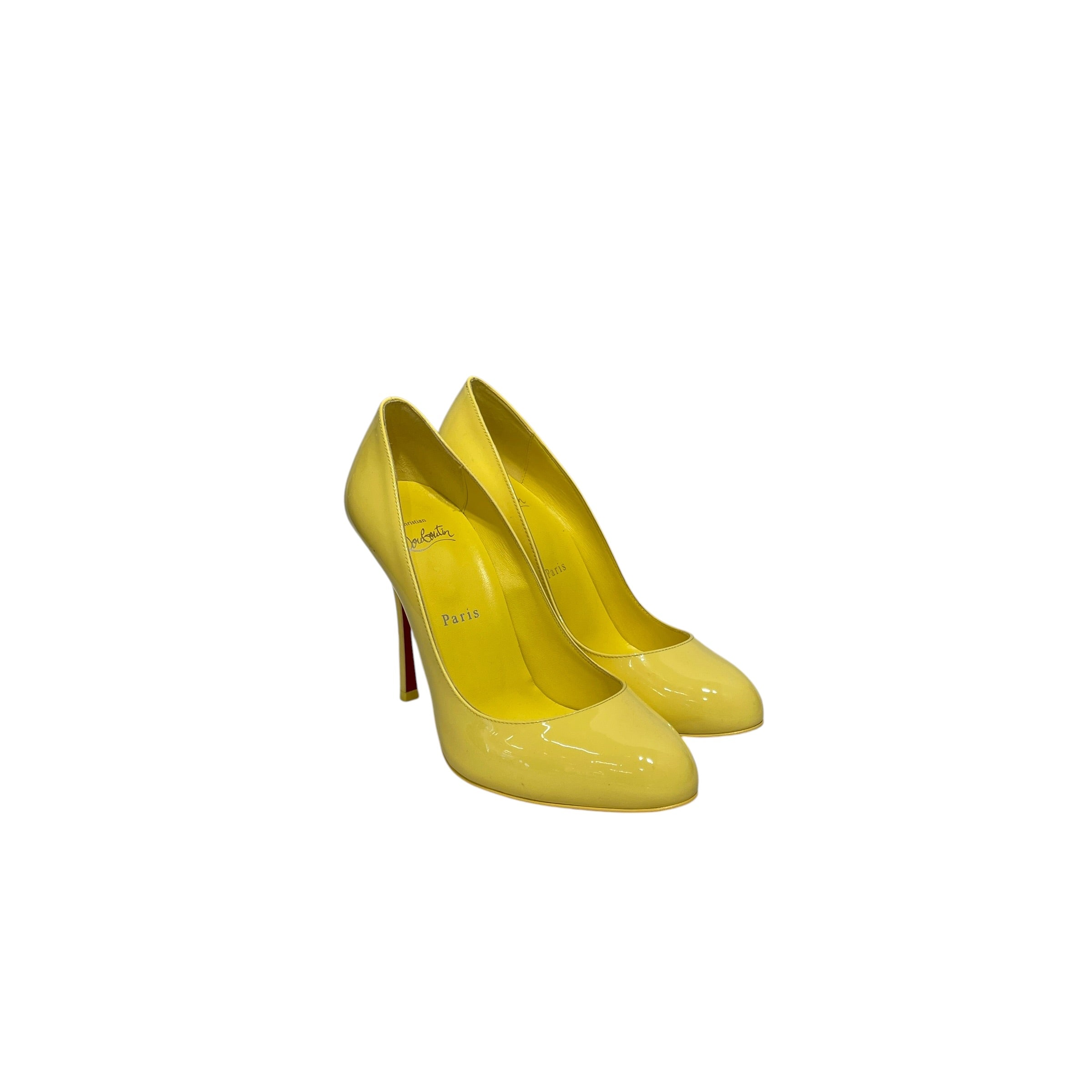 Christian Louboutin/Heels/EU 37.5/Leather/YEL/dolly pump view 1