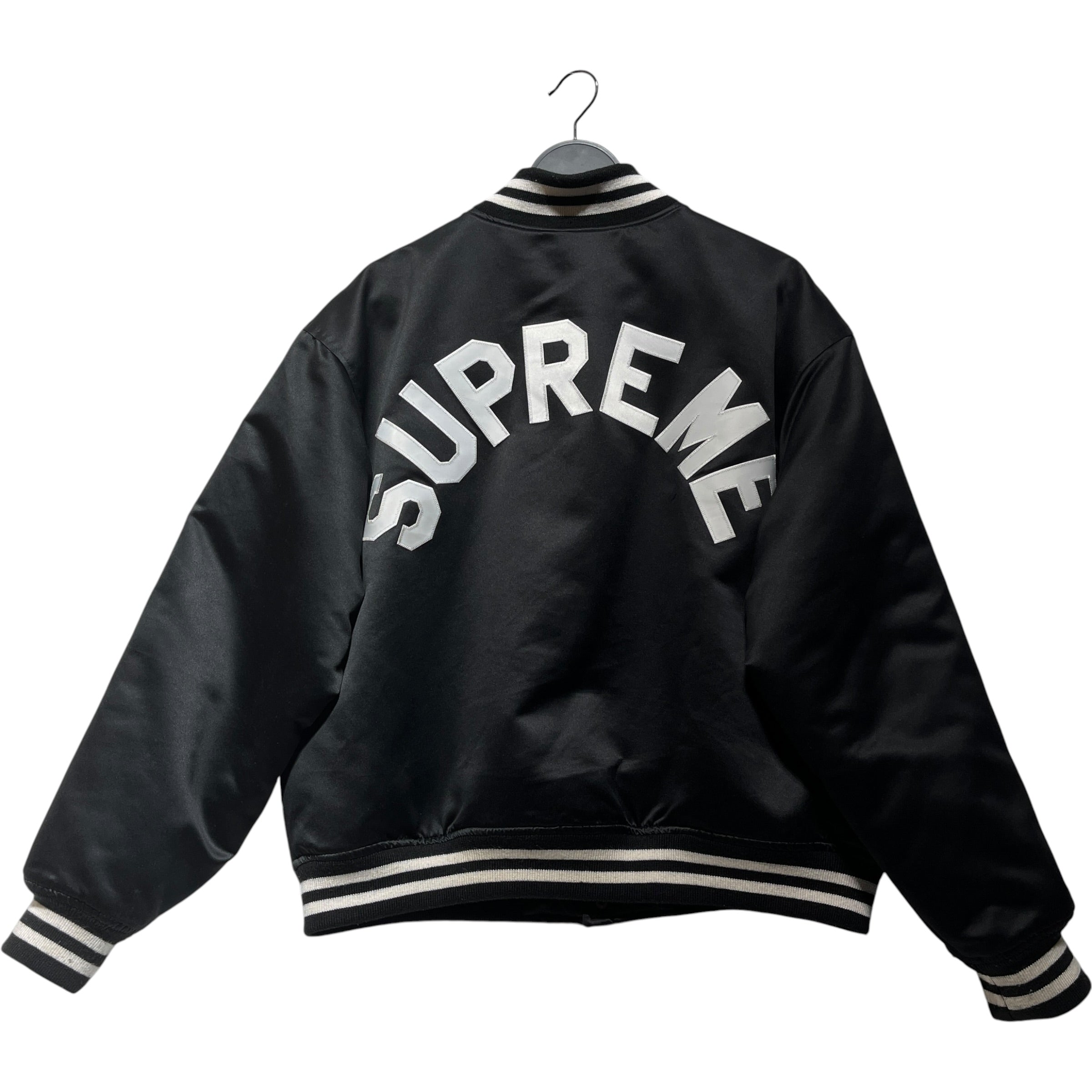 Supreme/mitchell&ness/Flight Jkt/L/Silk/BLK/white supreme back hit view 4