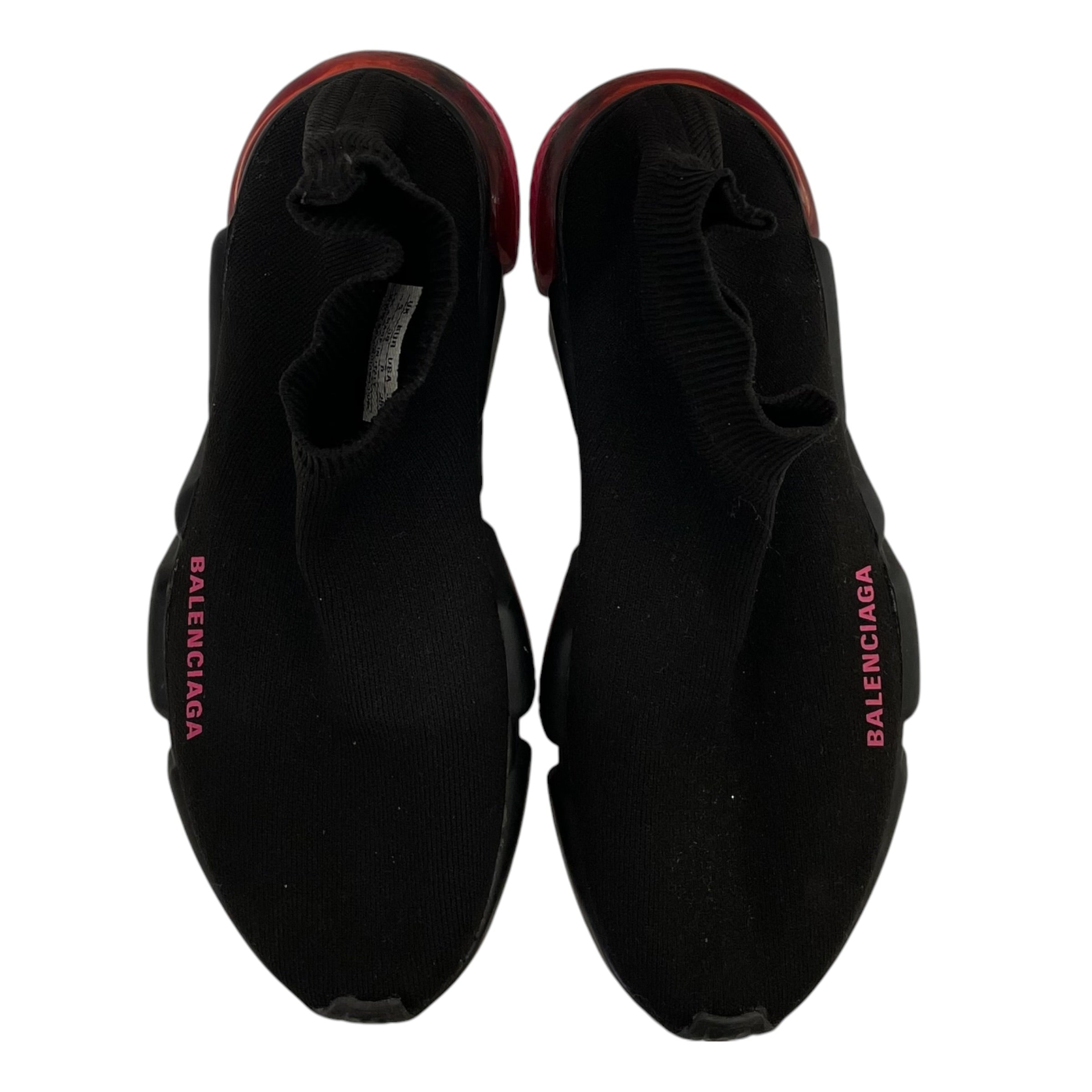 BALENCIAGA/Hi-Sneakers/US 8/Cotton/BLK/BLACK AND PINK SPEED TRAINER view 3