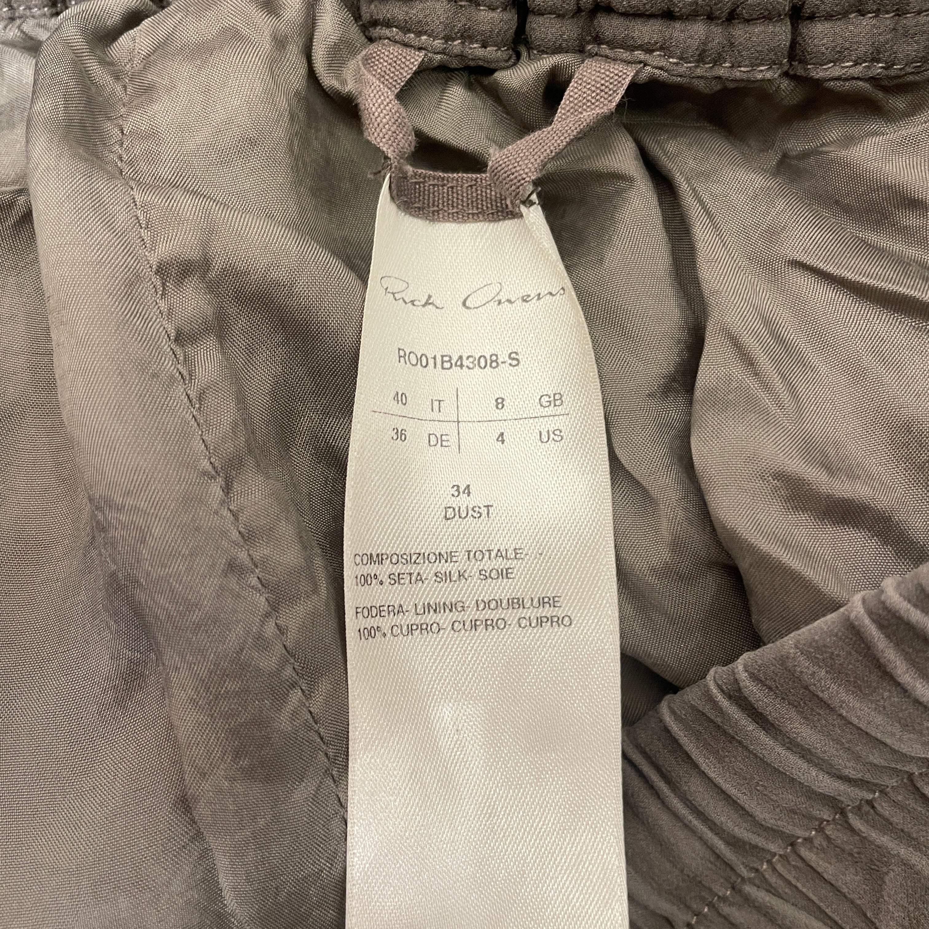 Rick Owens/Cropped Pants/4/Silk/KHK/FOGACHINE S/S 22 view 4
