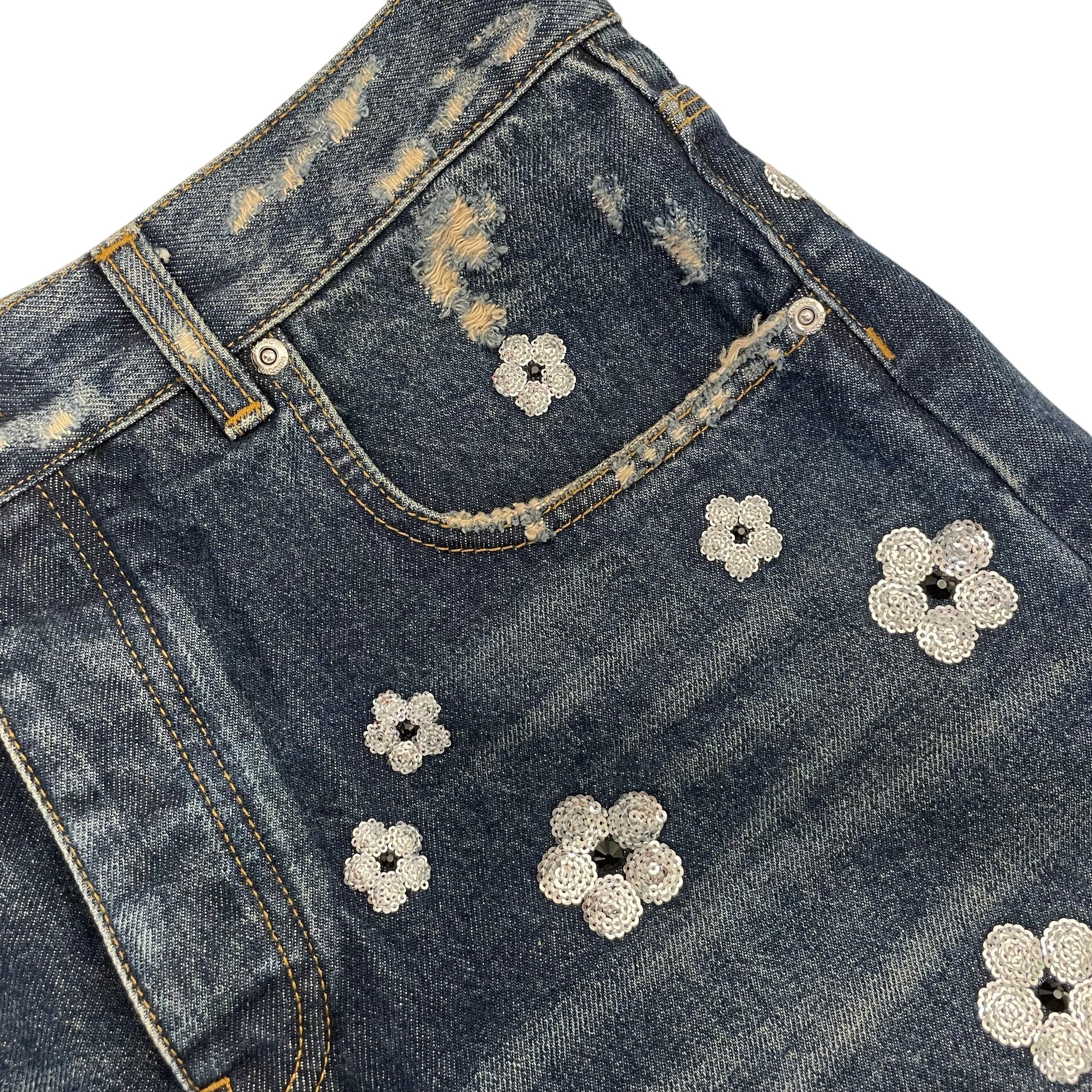 MARC JACOBS/Shorts/26/All Over Print/Denim/BLU/Daisy Sequuin Wide Leg Shorts view 4