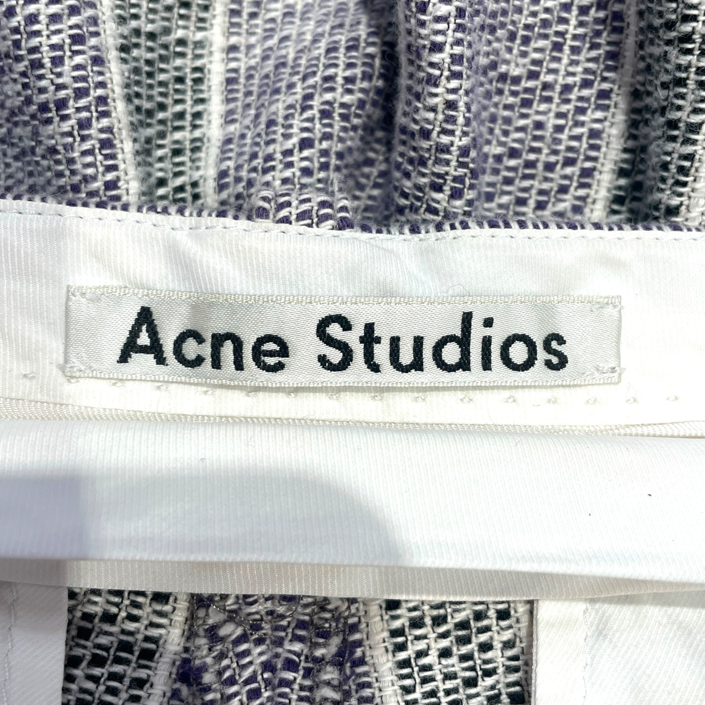 Acne Studios/Wide Leg Pants/34/Stripe/Cotton/PPL/acne blk/purp stripe view 3