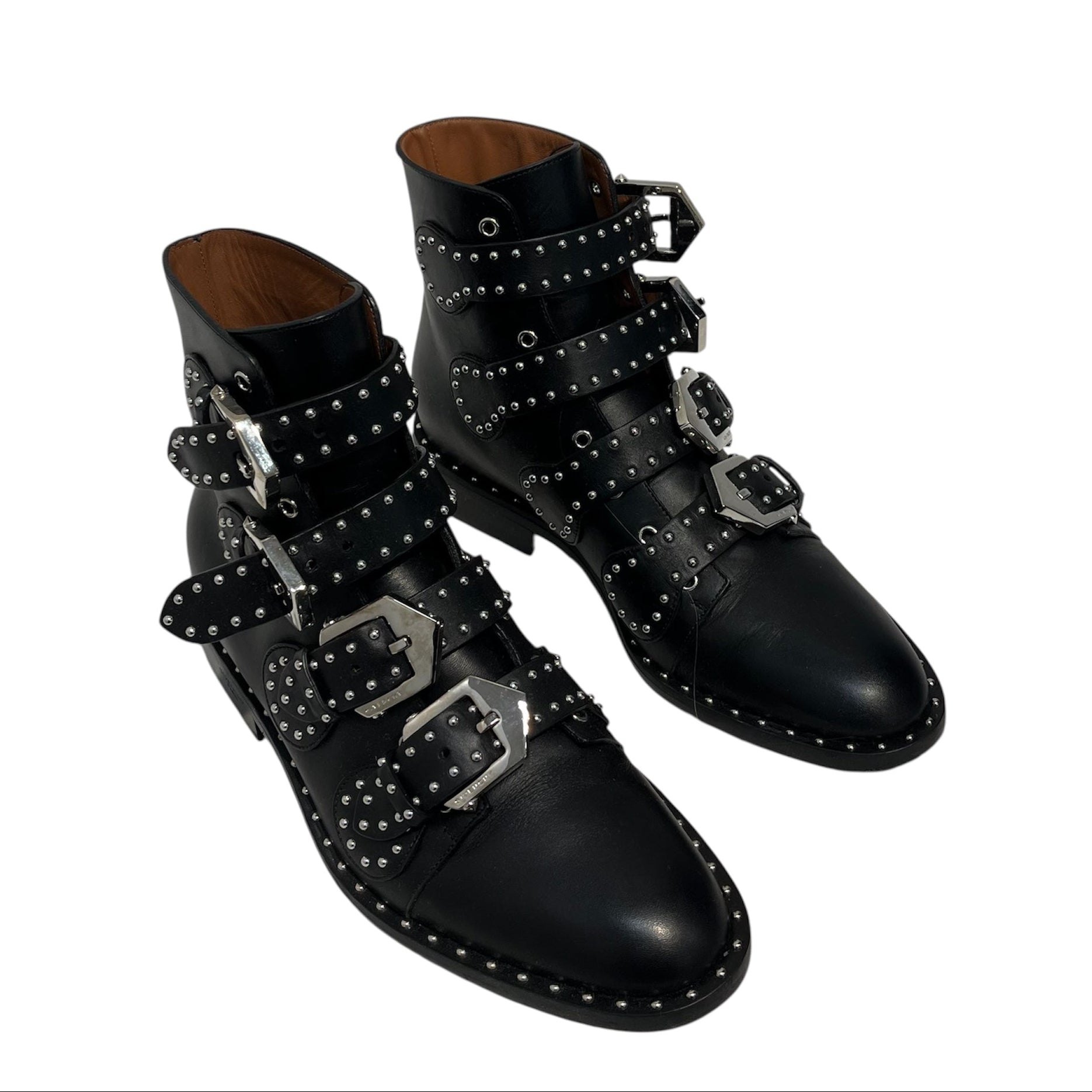GIVENCHY/Boots/EU 36/Leather/BLK/4 buckle studded silver view 1