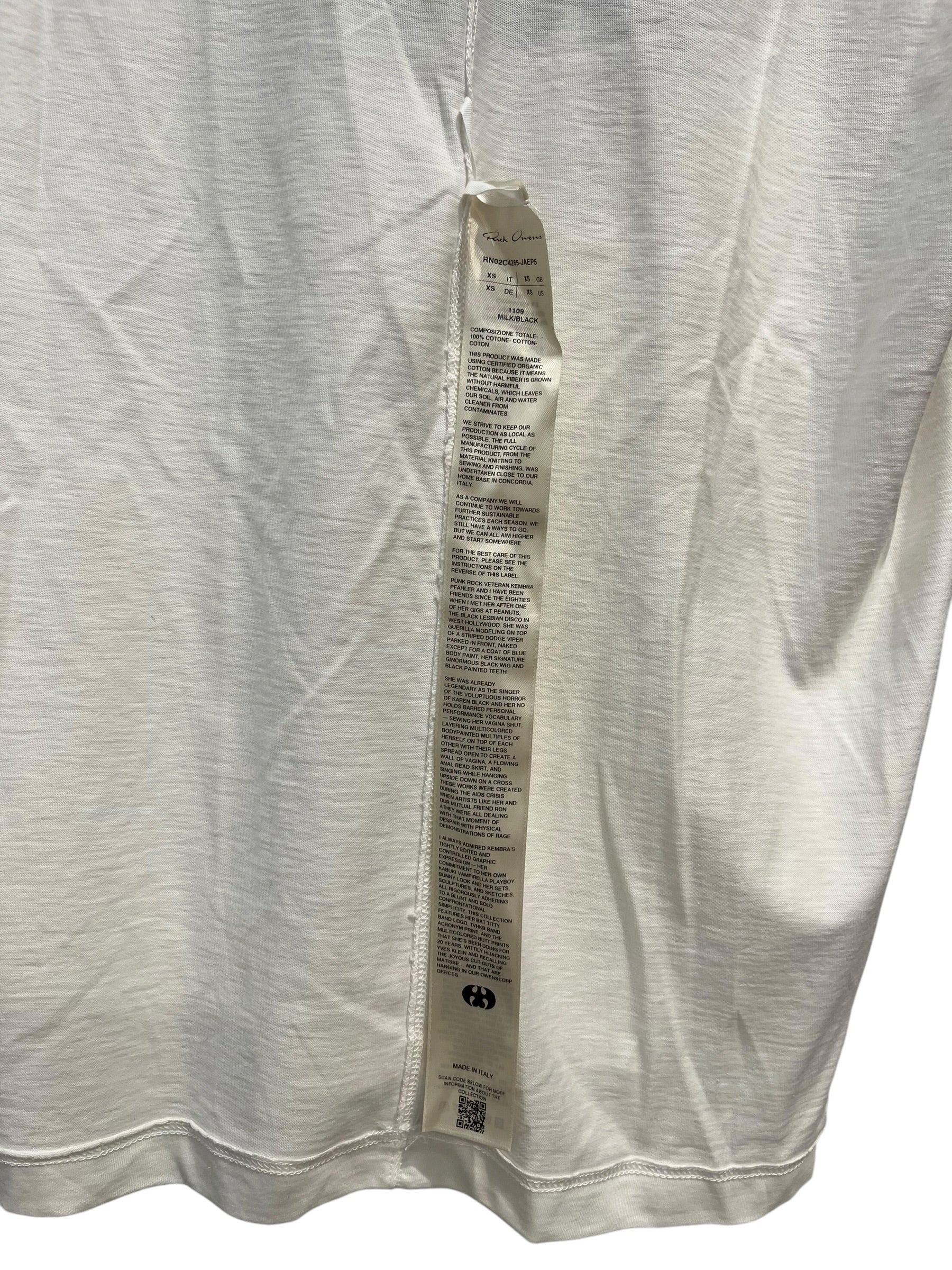 Rick Owens/T-Shirt/XS/Graphic/Cotton/WHT/SSENSE JAEP5 CROPPED LEVEL T view 4