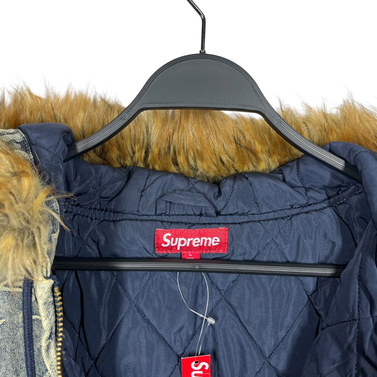 Supreme/Jacket/L/Denim/IDG/Paisley/JACQUARD JKT W/ FUR HOOD view 3