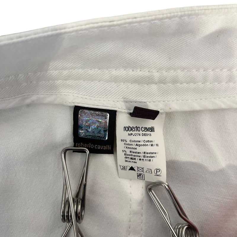 roberto cavalli/Straight Pants/42/Denim/WHT/low rise- silver logo back poc