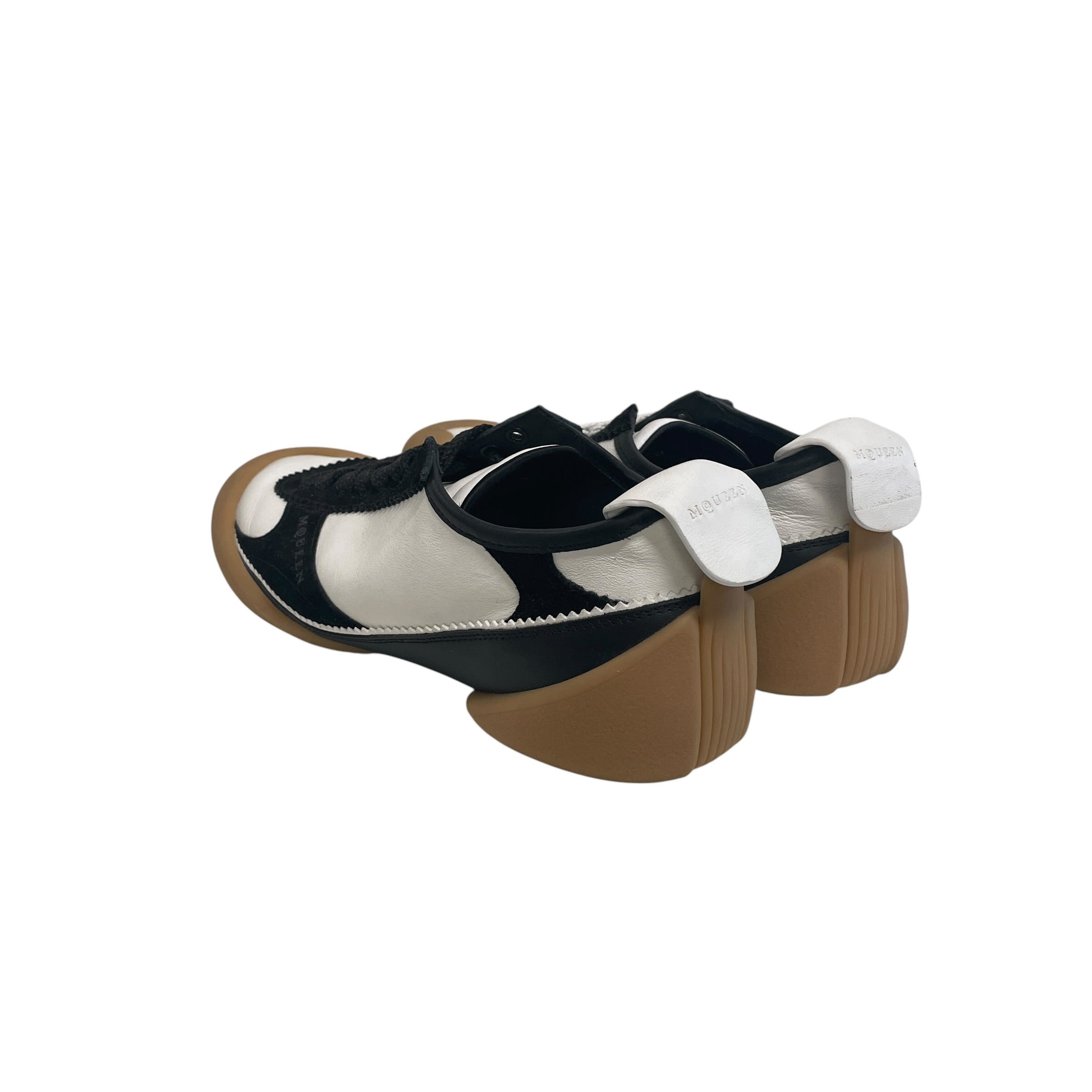 McQ Alexander McQueen/Low-Sneakers/US 10/Leather/WHT/WHT&BLK W BRWN BOTTOM view 2