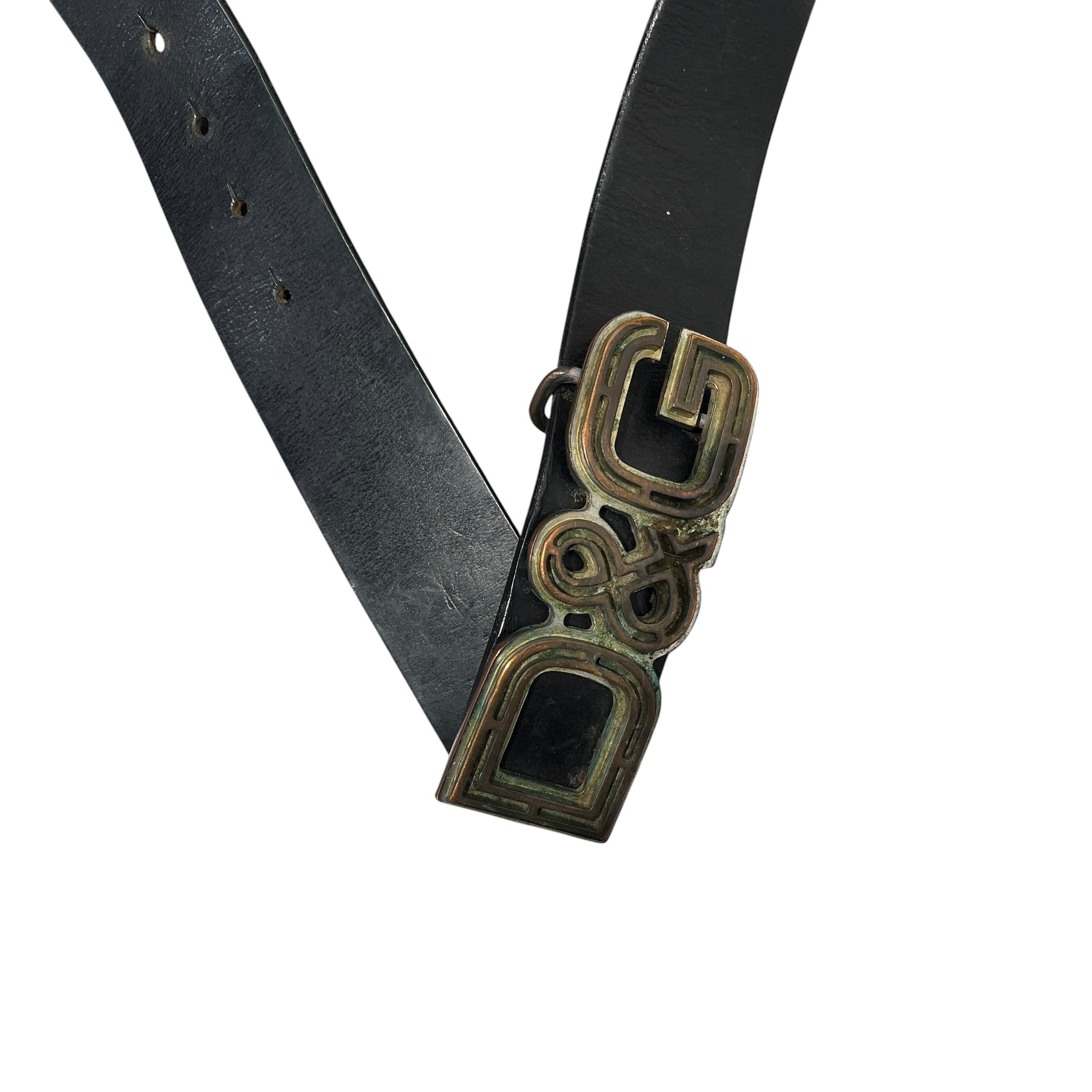 DOLCE&GABBANA/Belt/Leather/BLK/L's/VINTAGE GRAPHIC D&G BUCKLE view 2