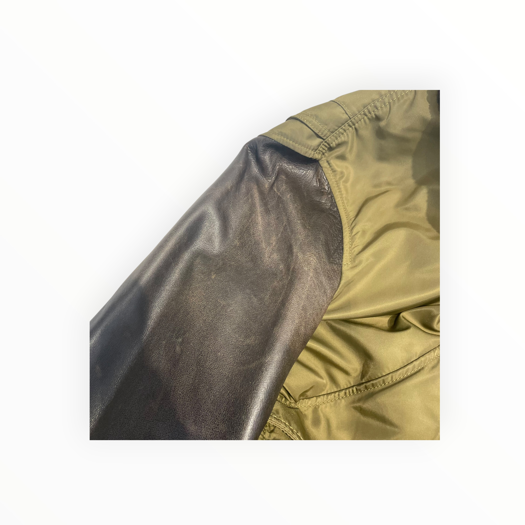 BURBERRY BRIT/Leather Jkt/M/Leather/GRN/OLIVE LEATHER BOMBER view 6
